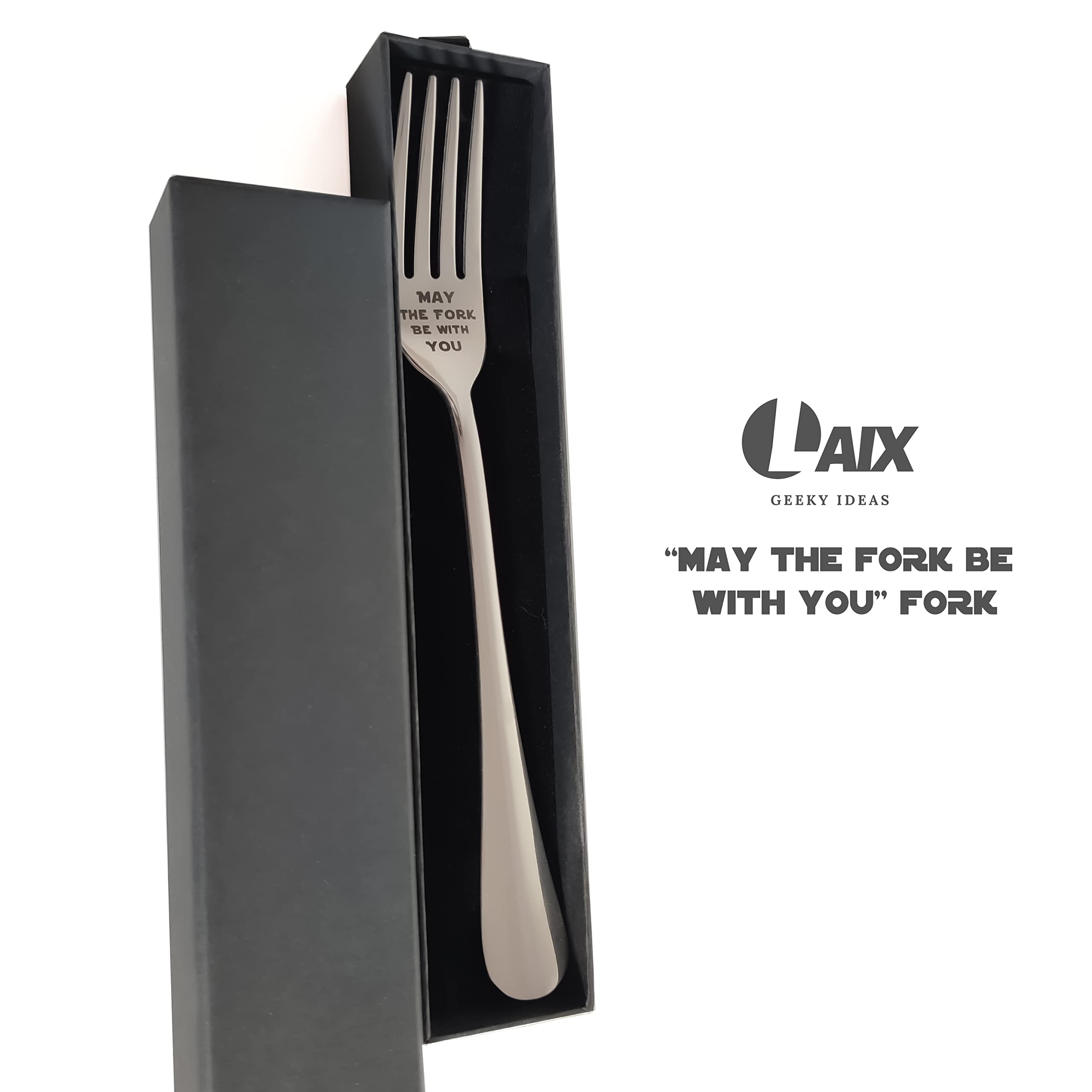 May The Fork Be With You Laser Engraved Stainless Steel Fork With Gift Box, Gift For Starwars Fans