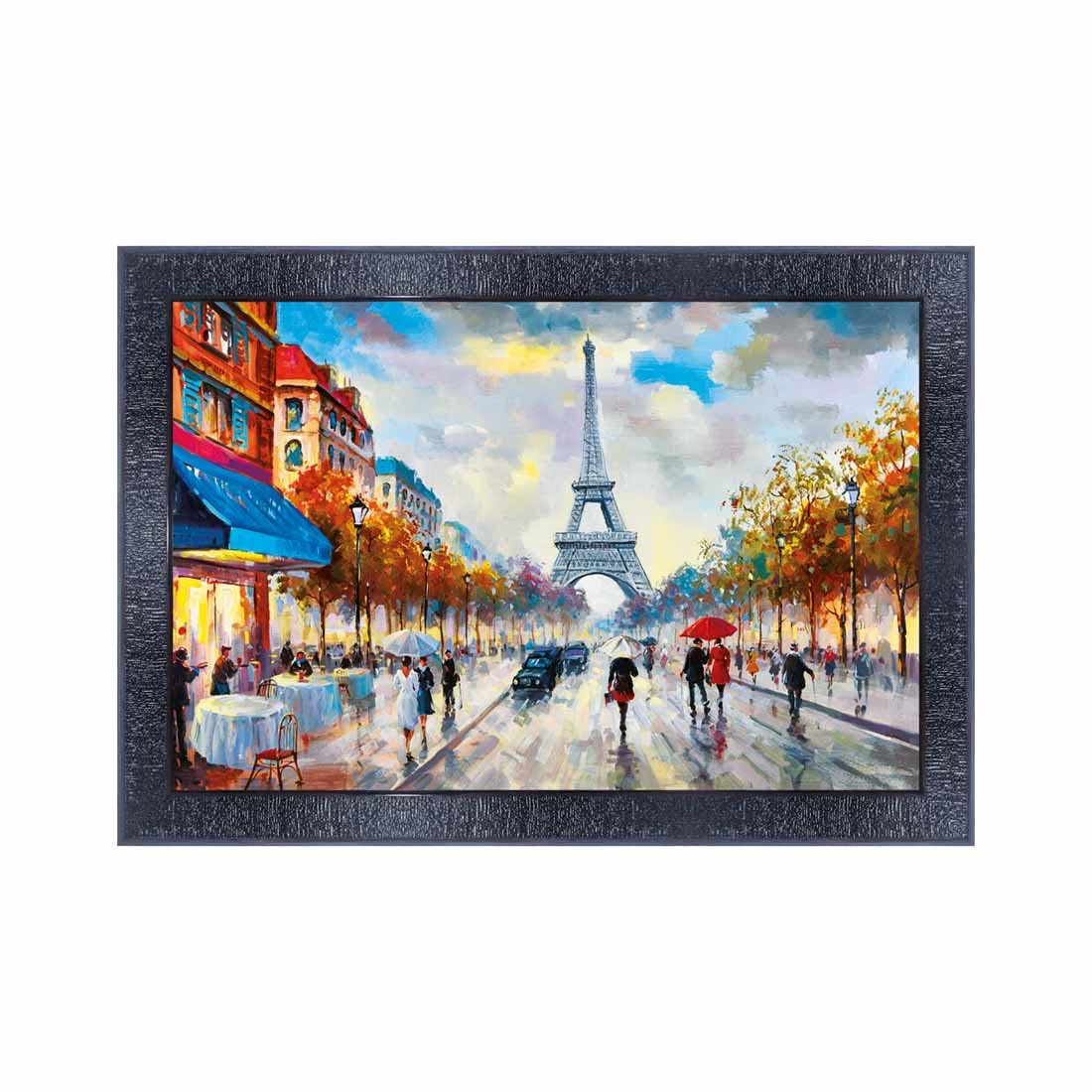 pnf Poster And Frames Eiffel Tower Love Couple Landscape Scenery Wooden Photo Frame With Acrylic Sheet |For Living Room, Bedroom
