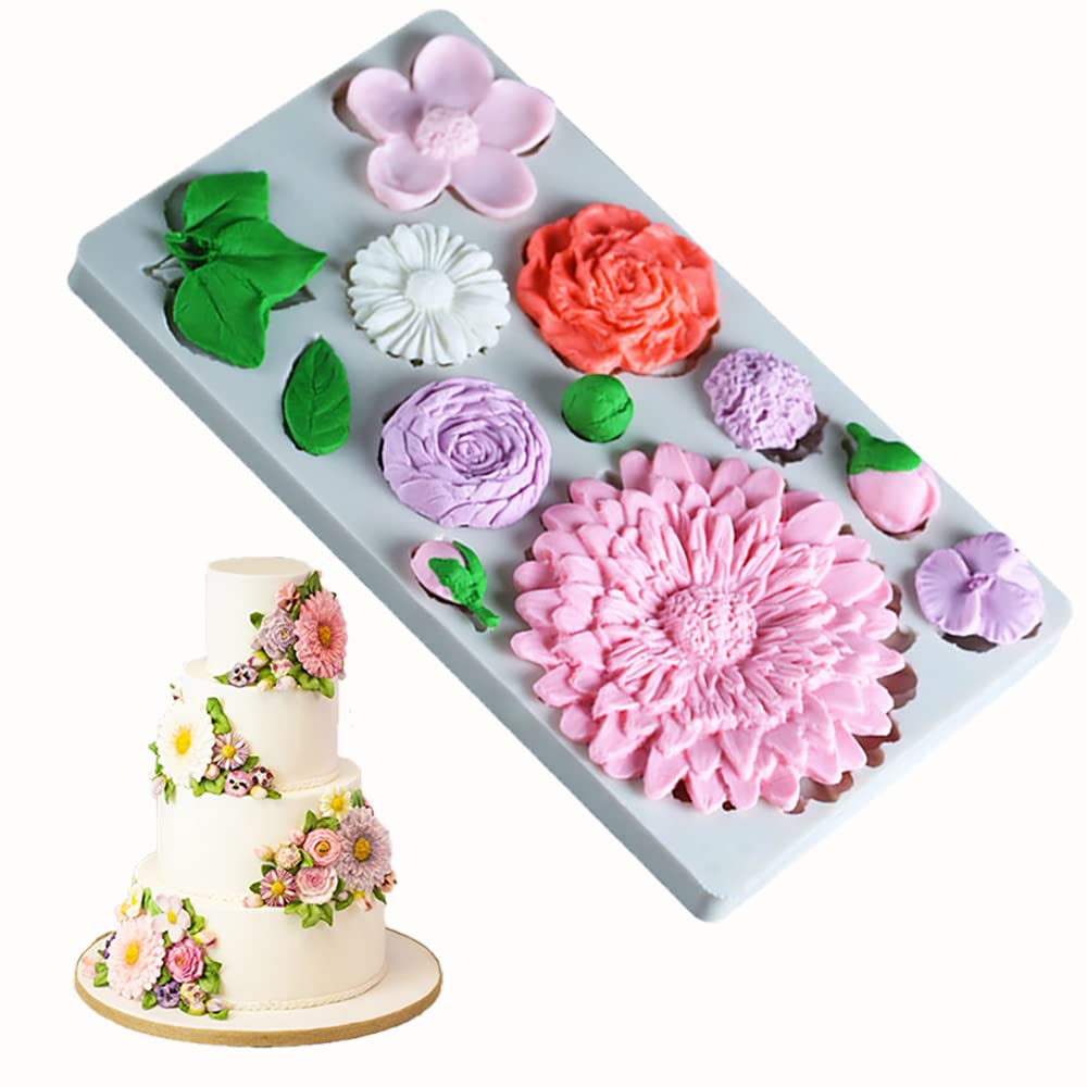 Guratapa Flower And Leaf Chrysanthemum Roses Silicone Molds For Diy Fondant Candy Making Chocolate Mold Desserts Ice Cube Gum Cl