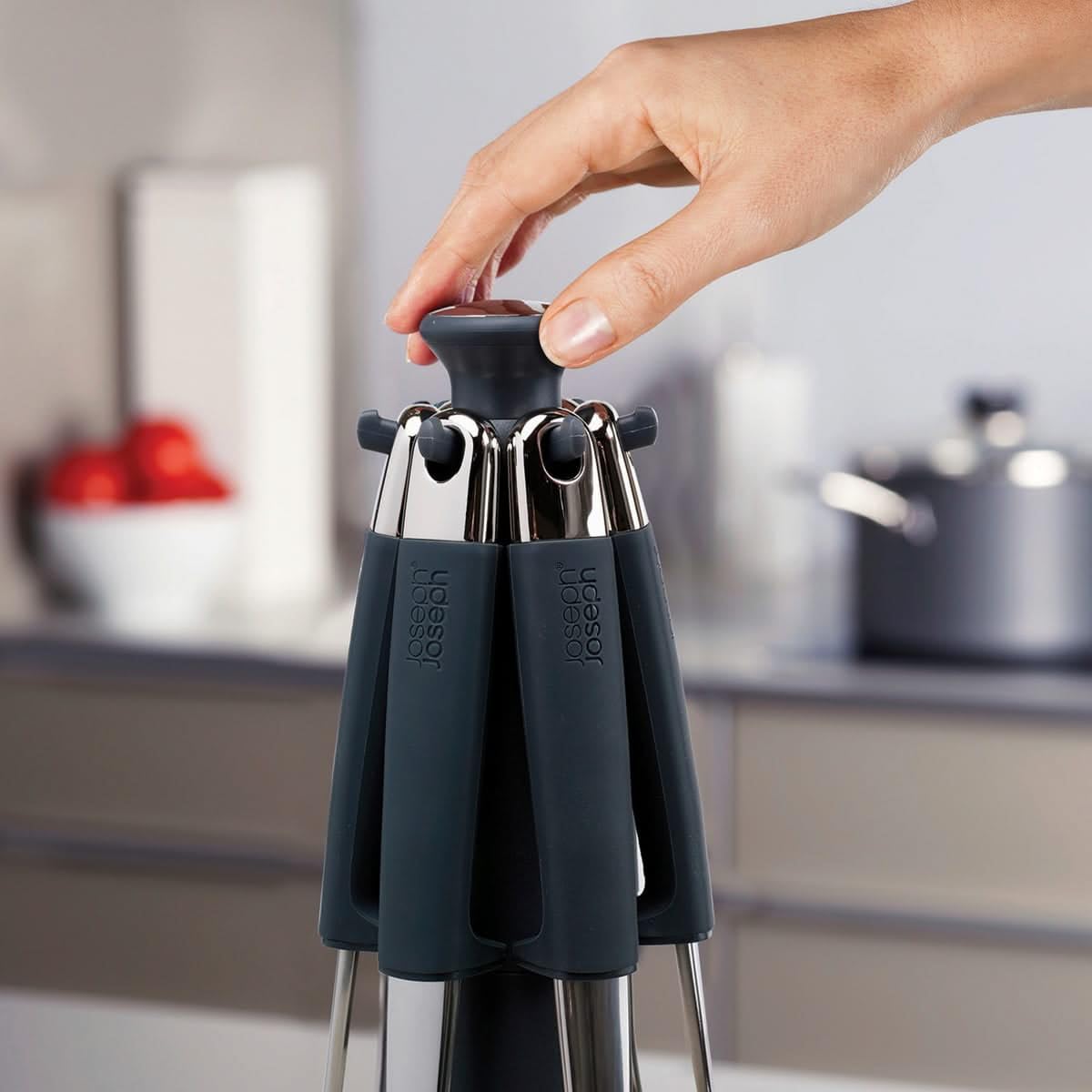 Joseph Joseph Elevate Carousel Set - 6 Piece Stainless Steel Kitchen Utensils, Black, Model 95029