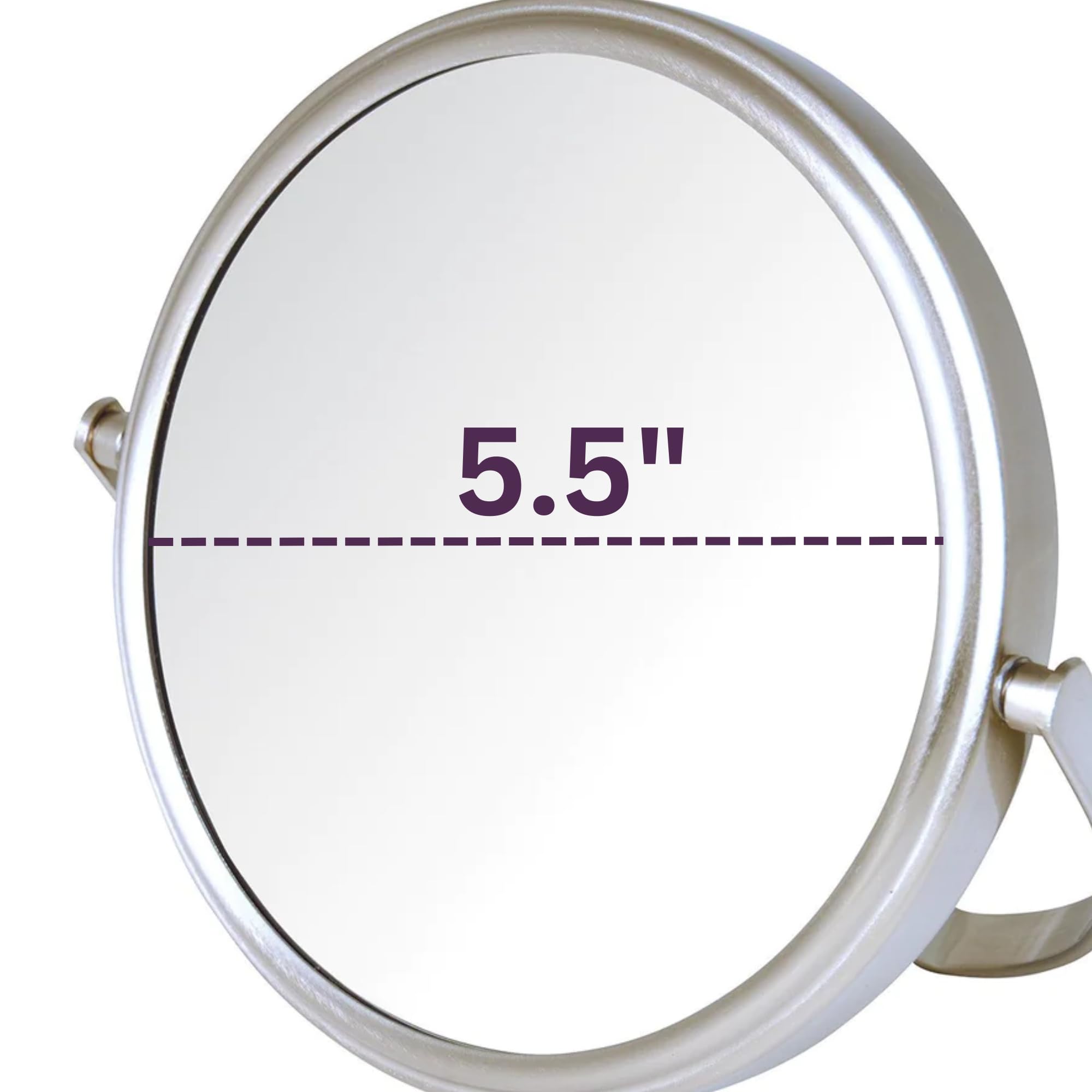 Model'S Choice Two-Sided Tabletop Makeup Mirror - Makeup Mirror With 5X Magnification & Swivel Design - Portable 5.5-Inch Diamet