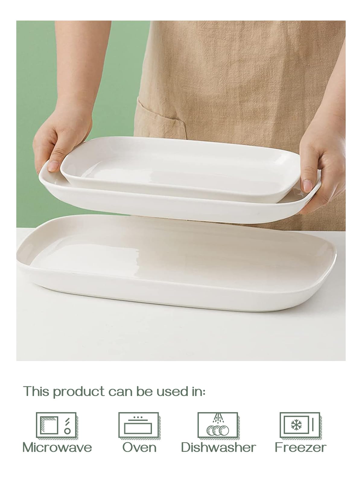 Dowan Serving Platters And Trays For Wedding Decor, 16''/14''/12'' Serving Dishes For Entertaining, White Porcelain Plates Set O