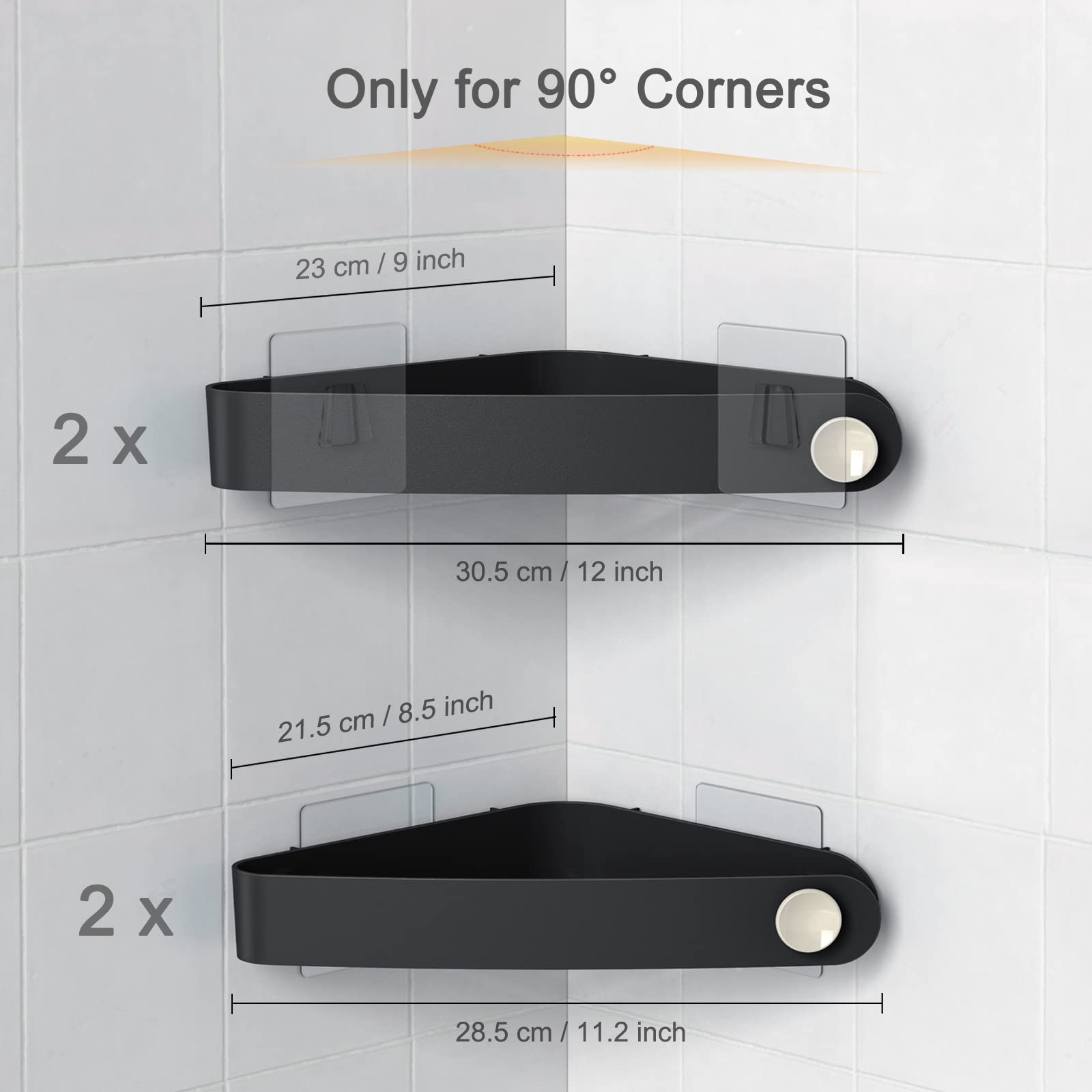 Sotfamily Corner Shower Caddy, 4 Pack Adhesive Corner Shower Shelves For Inside Shower, Plastic Shower Organizer For Bathroom St