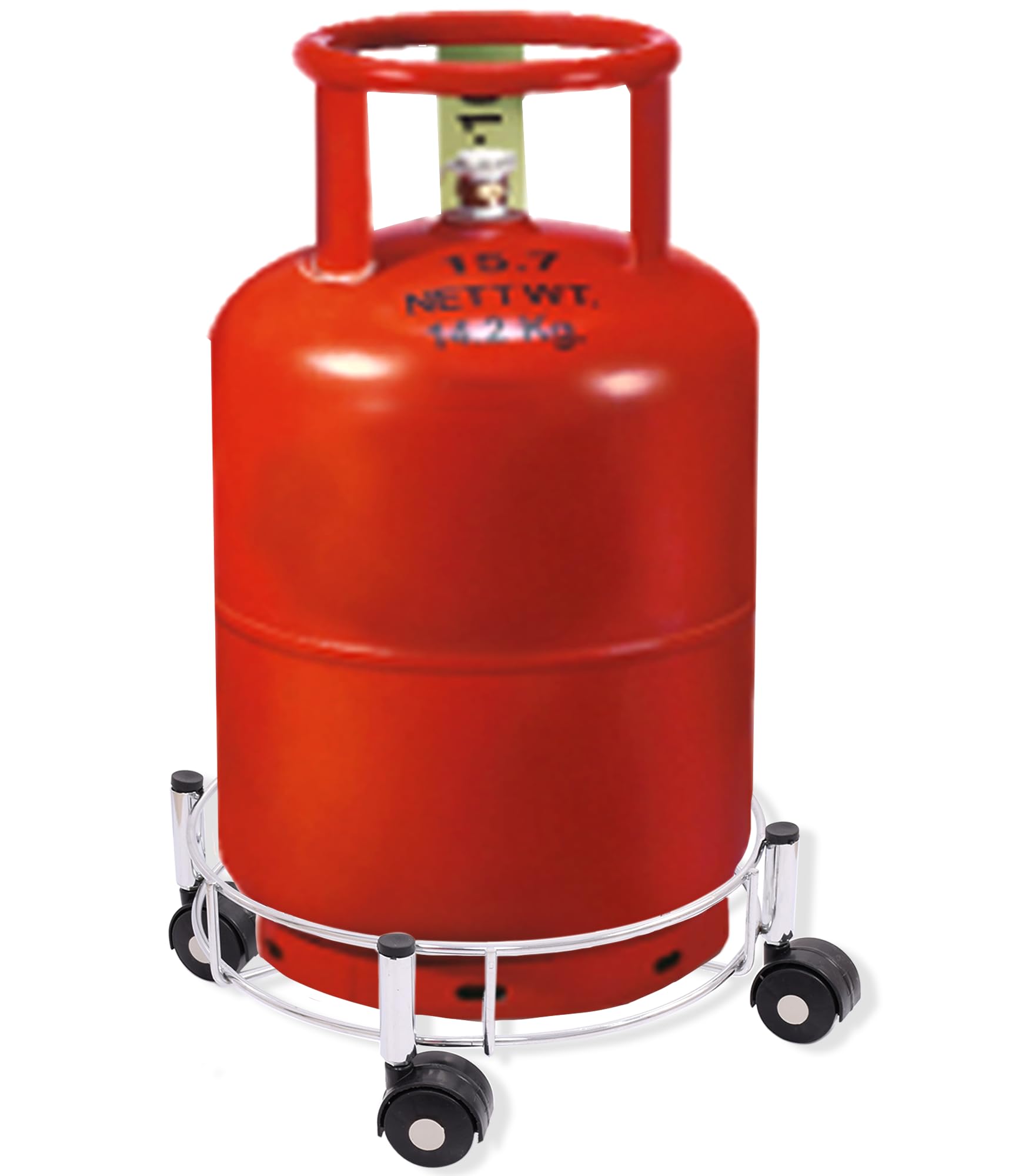 Urban Kraft Cylinder Trolley With Wheels | Stainless Steel Gas Cylinder Stand | Easy To Move Lpg Cylinder Trolley | Strong & Dur