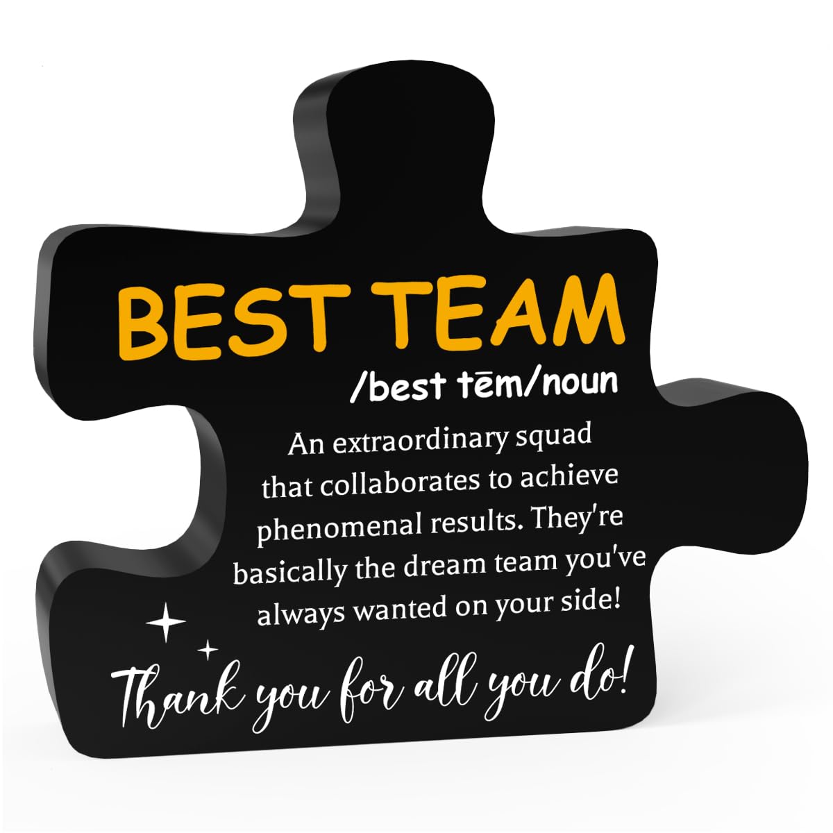 Inspirational Team Office Decor Desk Decor Acrylic Puzzle Sign Rustic Black Acrylic Sign Plaque for Home Office Desk Shelf Table