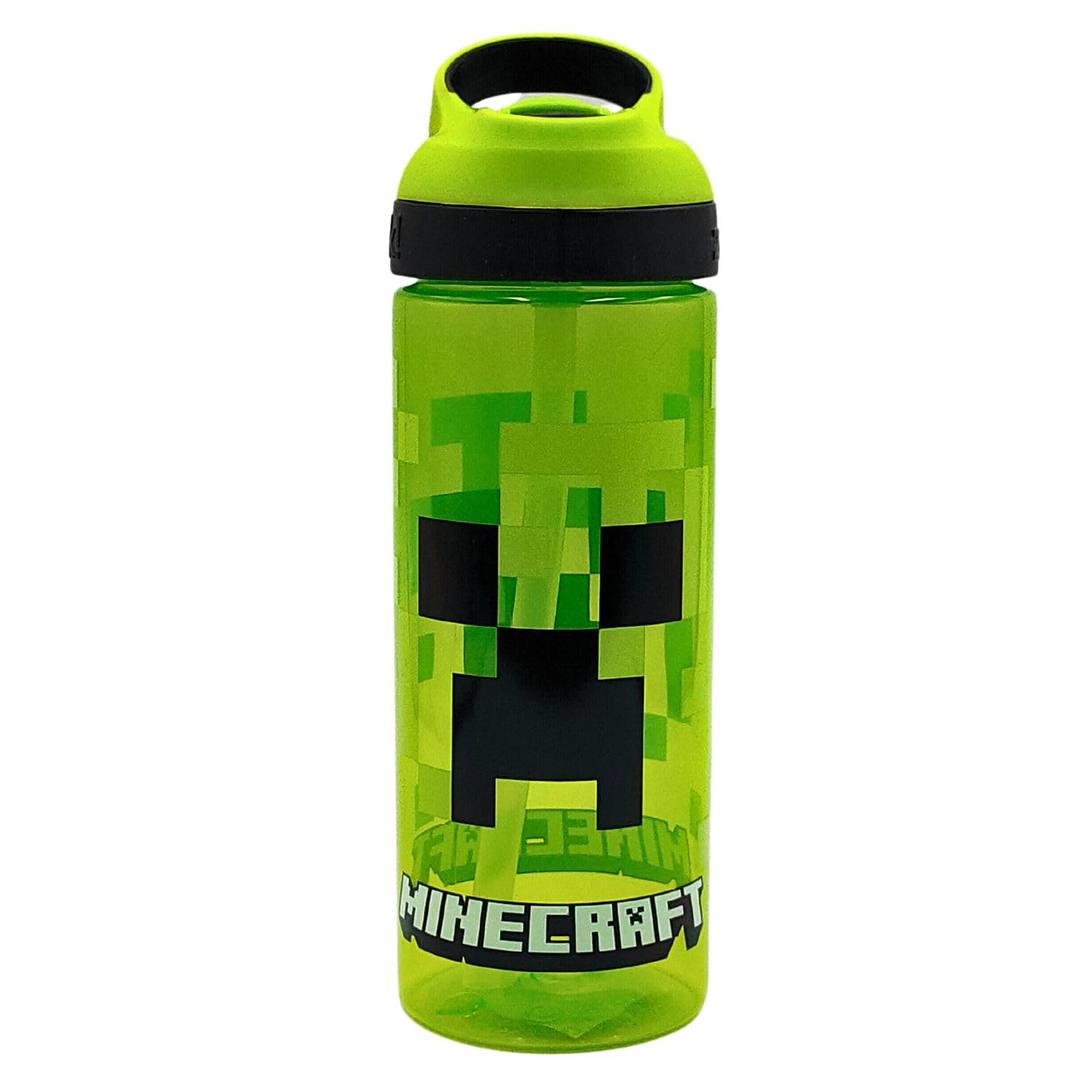 HOX Minecraft Atlantic Creeper Drinks Bottle with Logo Eco Freindly BPAfree Plastic School Water Bottle with Removable straw, s