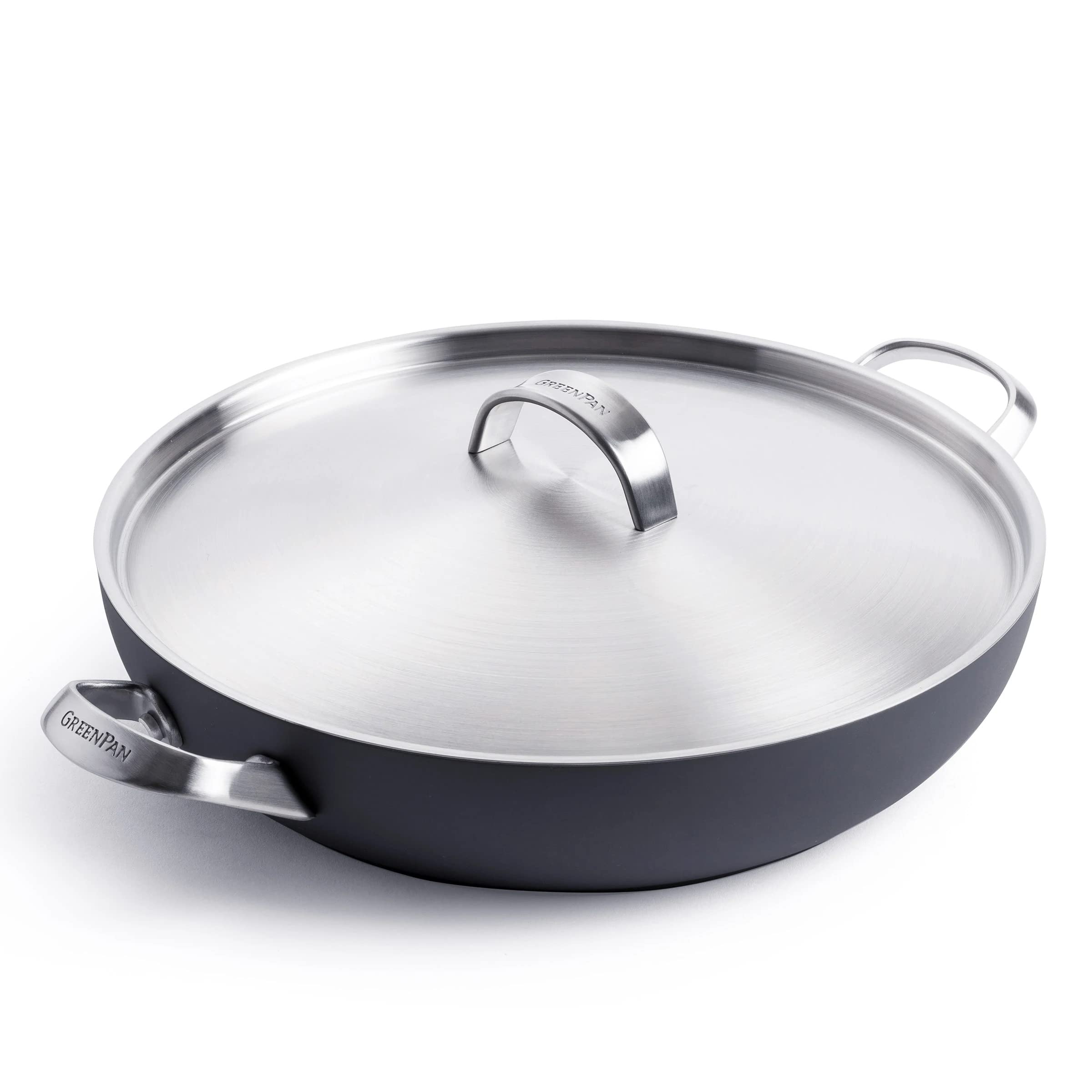 GreenPan Paris Pro Hard Anodized Healthy Ceramic Nonstick, 11 Everyday Frying Pan Skillet with 2 Handles and Stainless Steel Lid