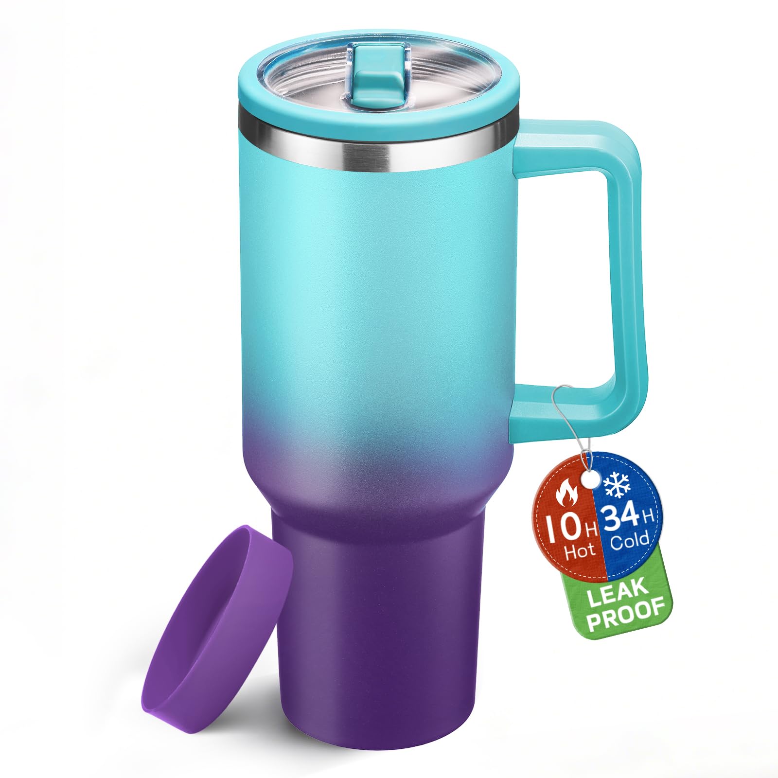 40 oz Tumblers with Handle SpillProof Lid, Travel Cups 40oz Water Bottle