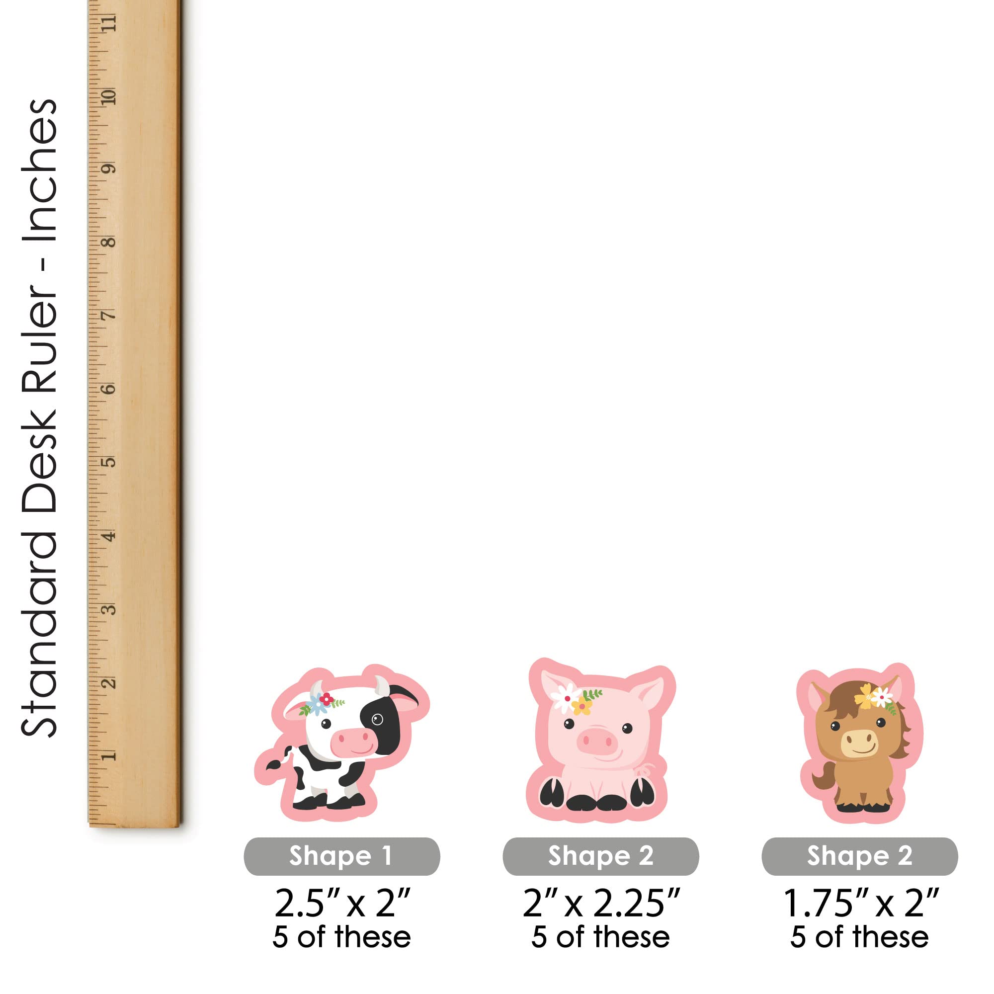 Big Dot Of Happiness Girl Farm Animals - Diy Shaped Pink Barnyard Baby Shower Or Birthday Party Cut-Outs - 24 Count