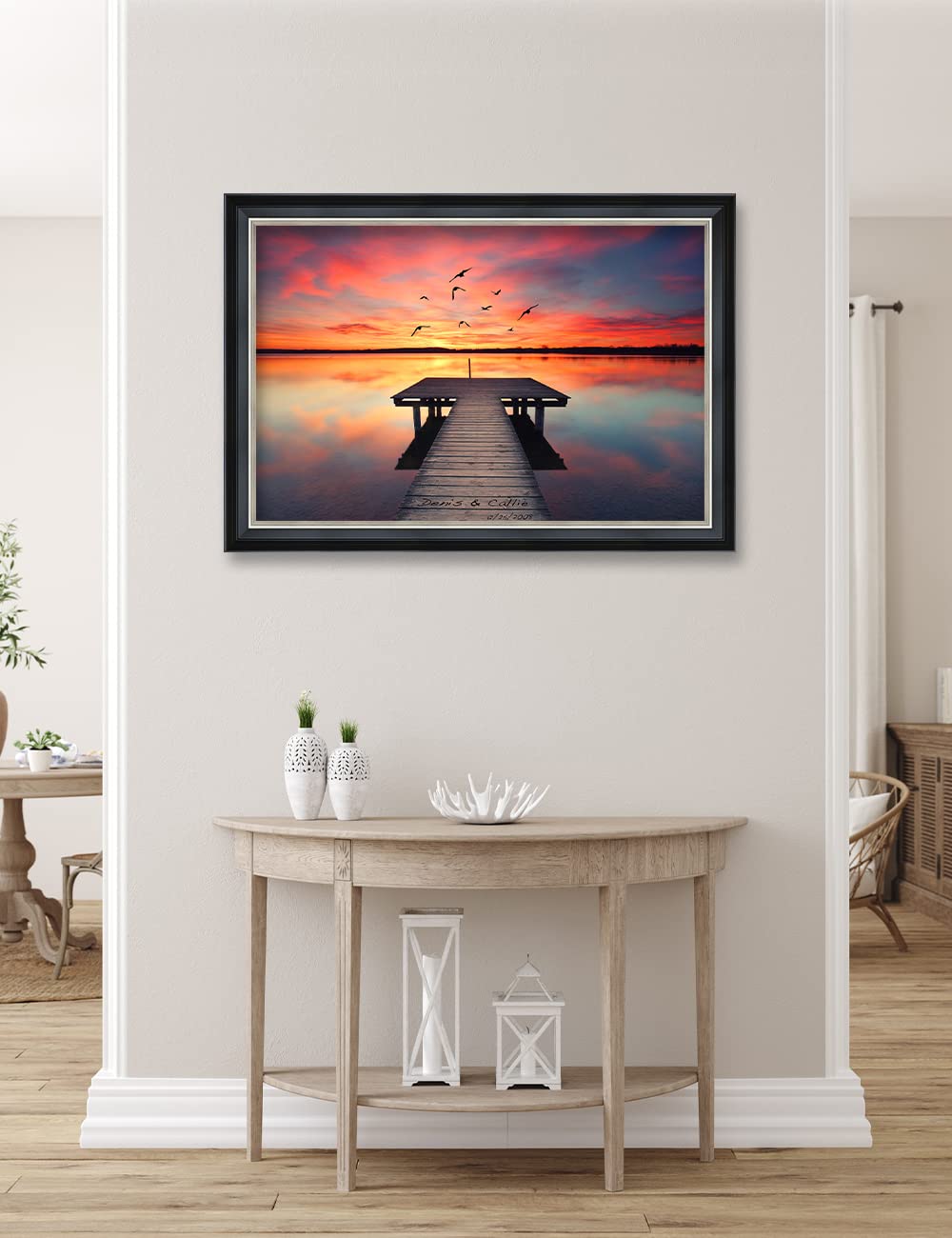 Ipic - Our Own Sunset, Personalized Ideal Gift Custom Framed Wall Art With Names And Date, Giclee Prints With Solid Wood Frame,