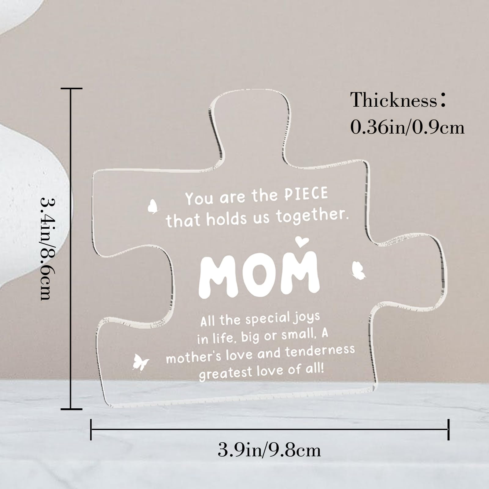 Mothers Day Birthday Gifts for Mom from Daughter Son Engraved Acrylic Block Puzzle Plaque Decorations Home Decor Birthday New Ye