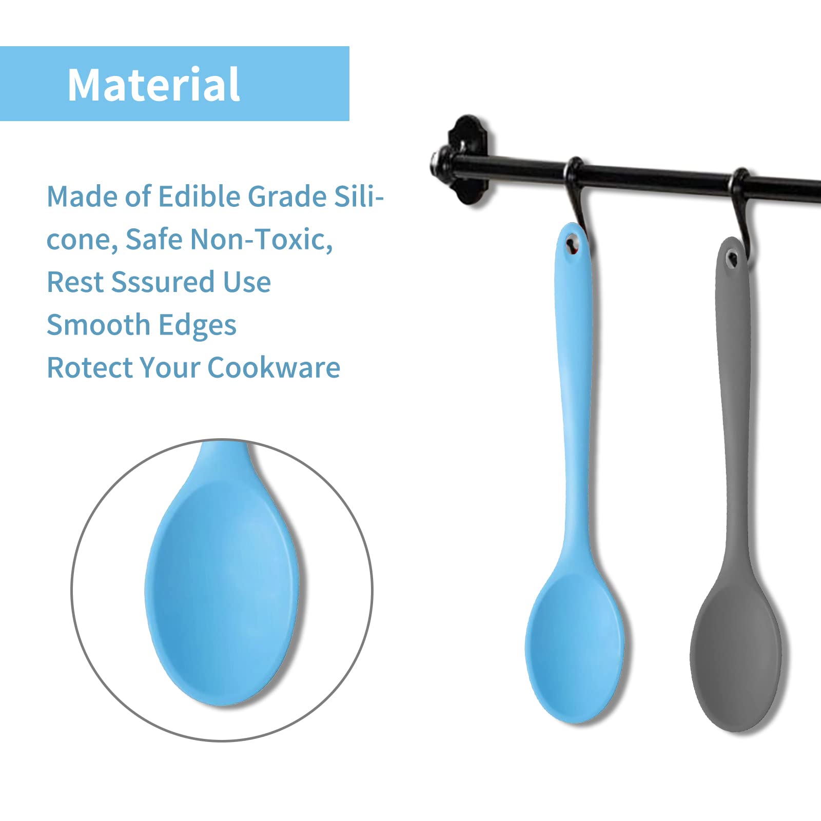 4 Pcs Small Silicone Mixing Spoon Heat Resistant Cooking Baking Spoons Set, Kitchen Utensil Spoons For Eating Baking Stirring Se
