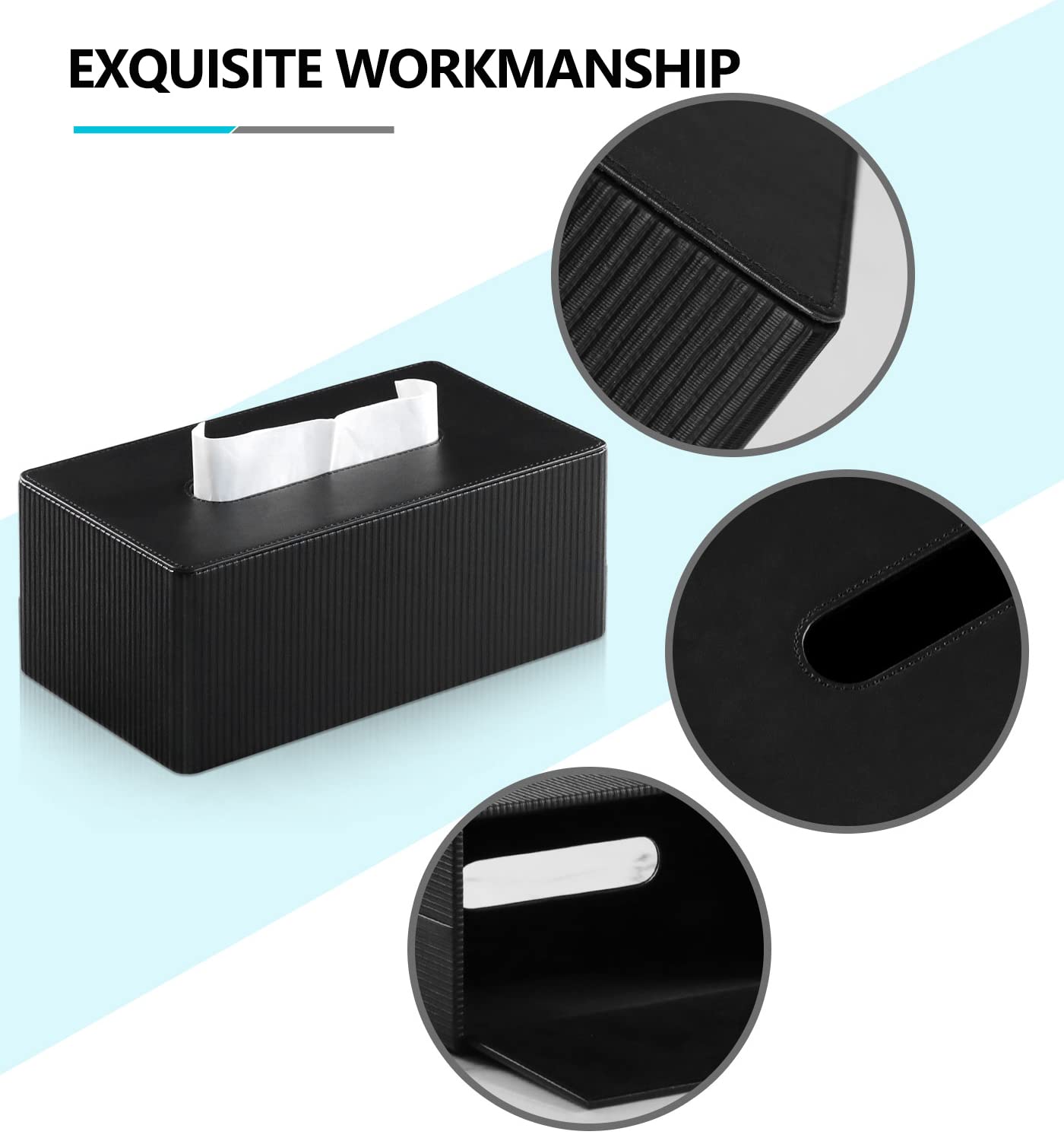 Cretkhp Pu Leather Tissue Box Cover With Magnetic Closure, Modern Rectangular Tissue Box Holder Decorative Organizer For Bathroo