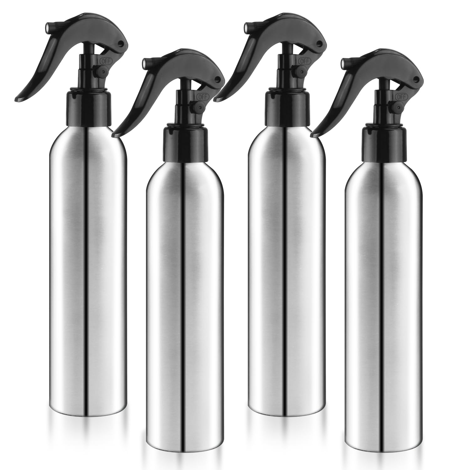 Nozefy 4 Pcs Spray Bottles Aluminum Mists Water Bottle Refillable Empty Spray Pump Containers for Home Cleaning Watering Flowers