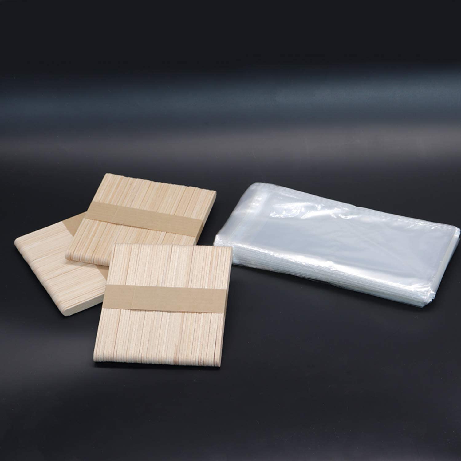 200 Pcs Wooden Popsicle Sticks Ice Pop Sticks And 200 Pcs Clear Popsicle Bags Plastic Diy Making Ice Cream Set For Diy Making Ic