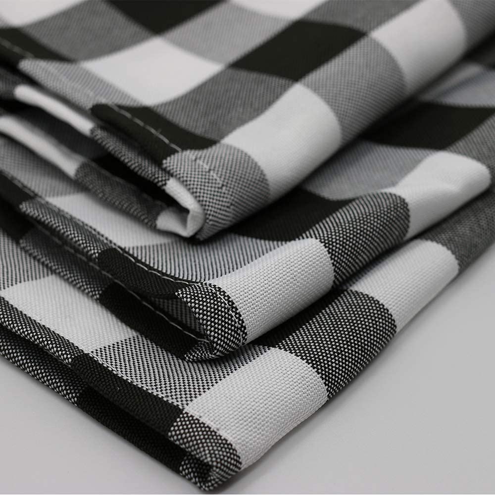 Your Chair Covers - 20 Inch Square Premium Polyester Cloth Napkins 10 Pack - Checkered Black, Oversized, Gingham Checkered Blue