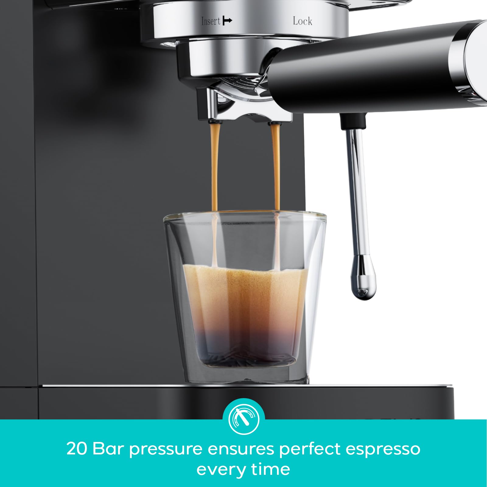 CASABREWS Espresso Machine 20 Bar  Professional Espresso Coffee Machine with Steam Milk Frother  Coffee Maker Cappuccino Latte Machine with 49oz Removable Water Tank  Black  Gift for Dad Mom