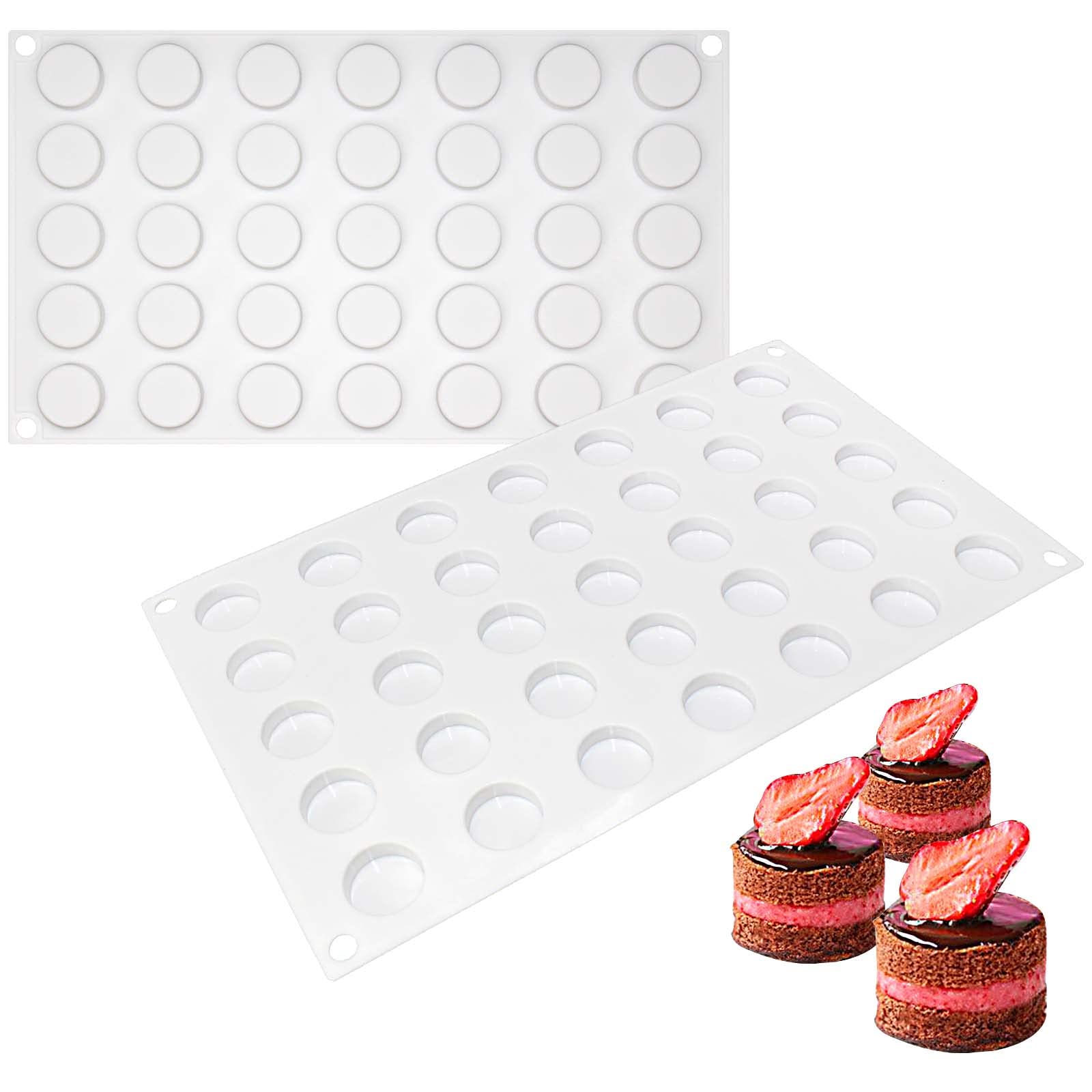 Funshowcase Mini Round Disc Silicone Mold Tray Per Cavity 0.9X0.9X0.4Inch 35 Cavities