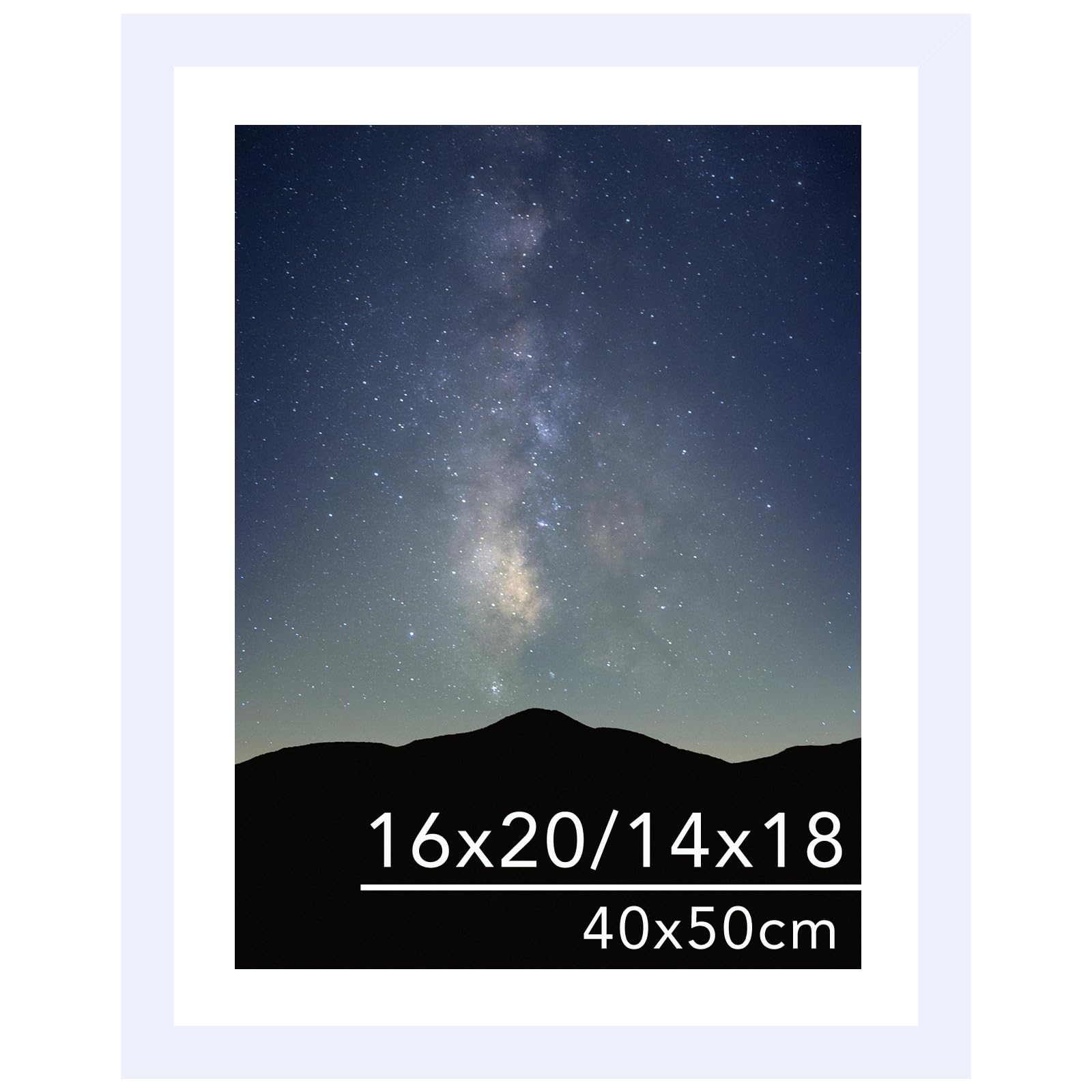 JCJMY 16x20 Picture Frame White with 14x18 Mat for 40 x 50cm Diamond Art Painting, Display Photo 14x18 with Mat or 16 x 20 Witho
