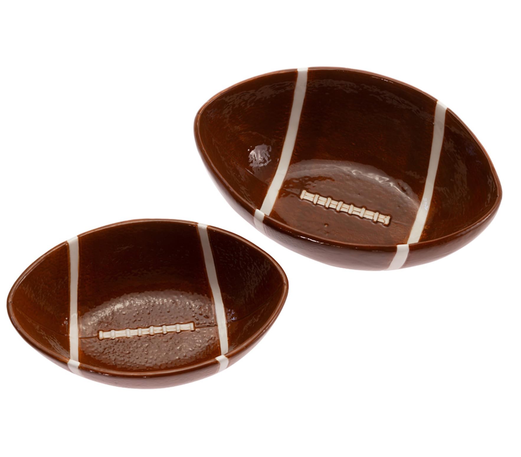 Boston International Ceramic Bowls Nesting Serving Bowl Set, 2 Sizes, Football Fever