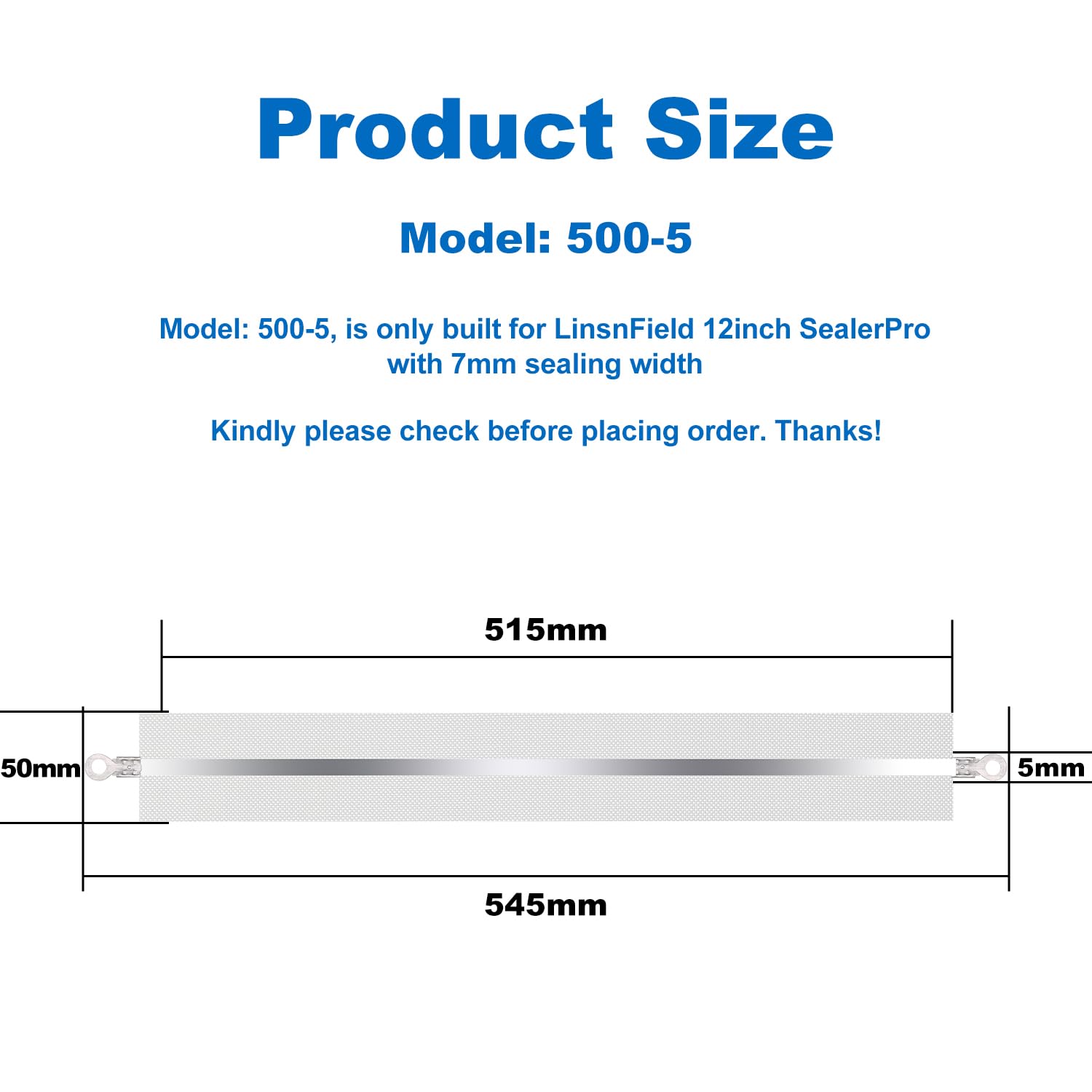 Impulse Sealer Repair Kits For Linsnfield 20Inch Sealer Pros, Ptfe & Width Of 5-Mm Heat Seal Strips, Length(Including Hole) Of 1