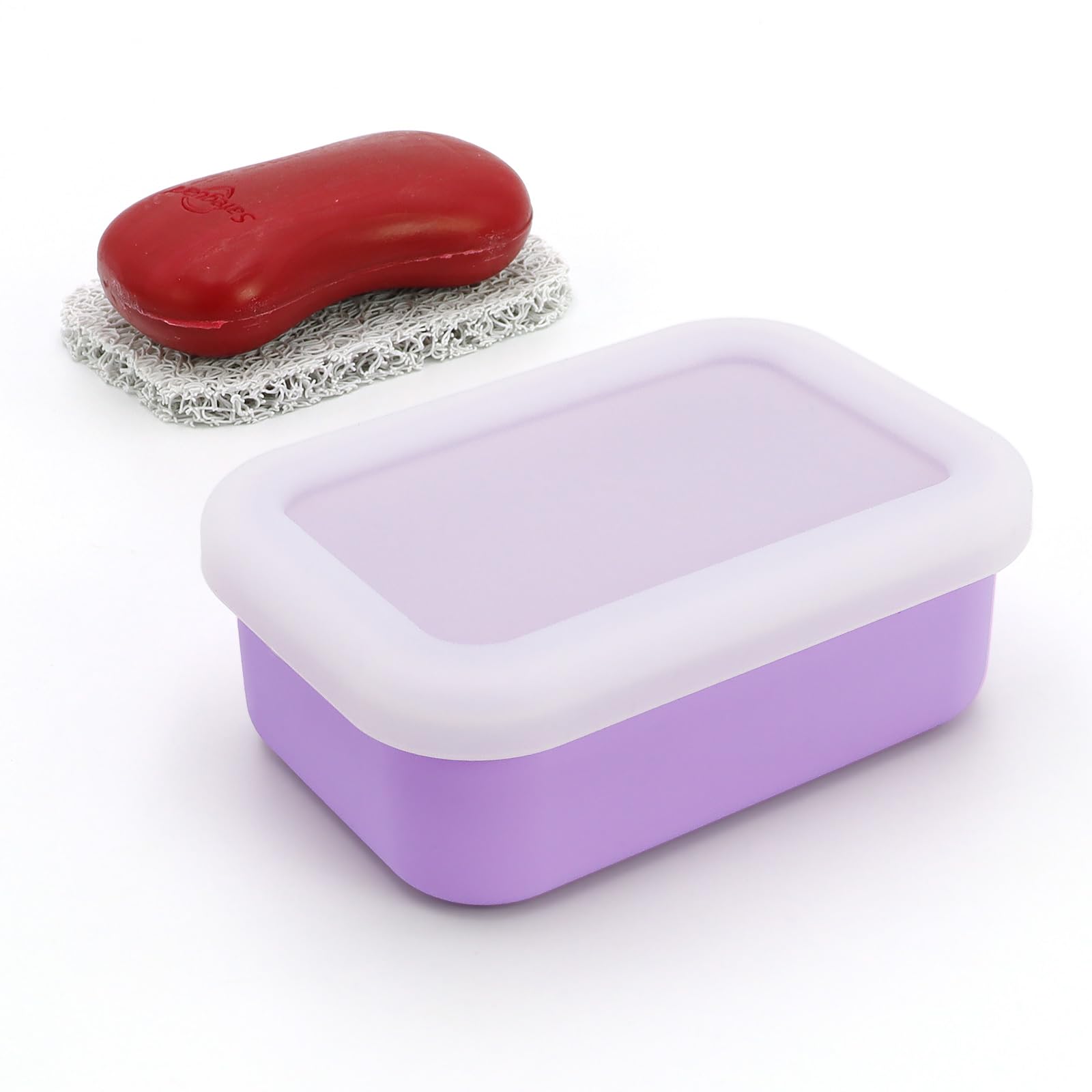 Ozner Enhanced Leak Proof Travel Soap Case, Silicone Travel Soap Holder With Drainage Pad, Compact Shampoo Bar Travel Case, Shat