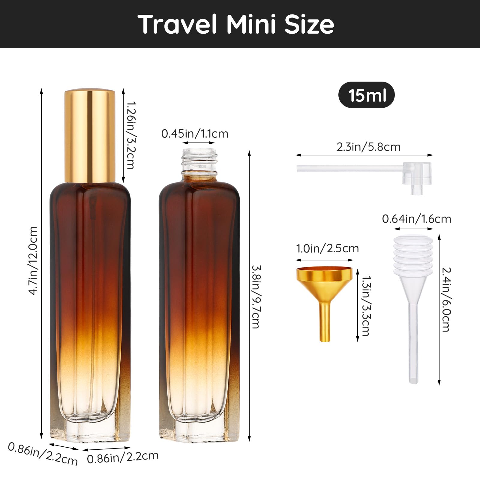 Segbeauty 0.5Oz Mini Perfume Atomizer, 2Pcs Empty Glass Perfume Spray Bottles, 15Ml Refillable Travel Bottle For Fragrance, Colo