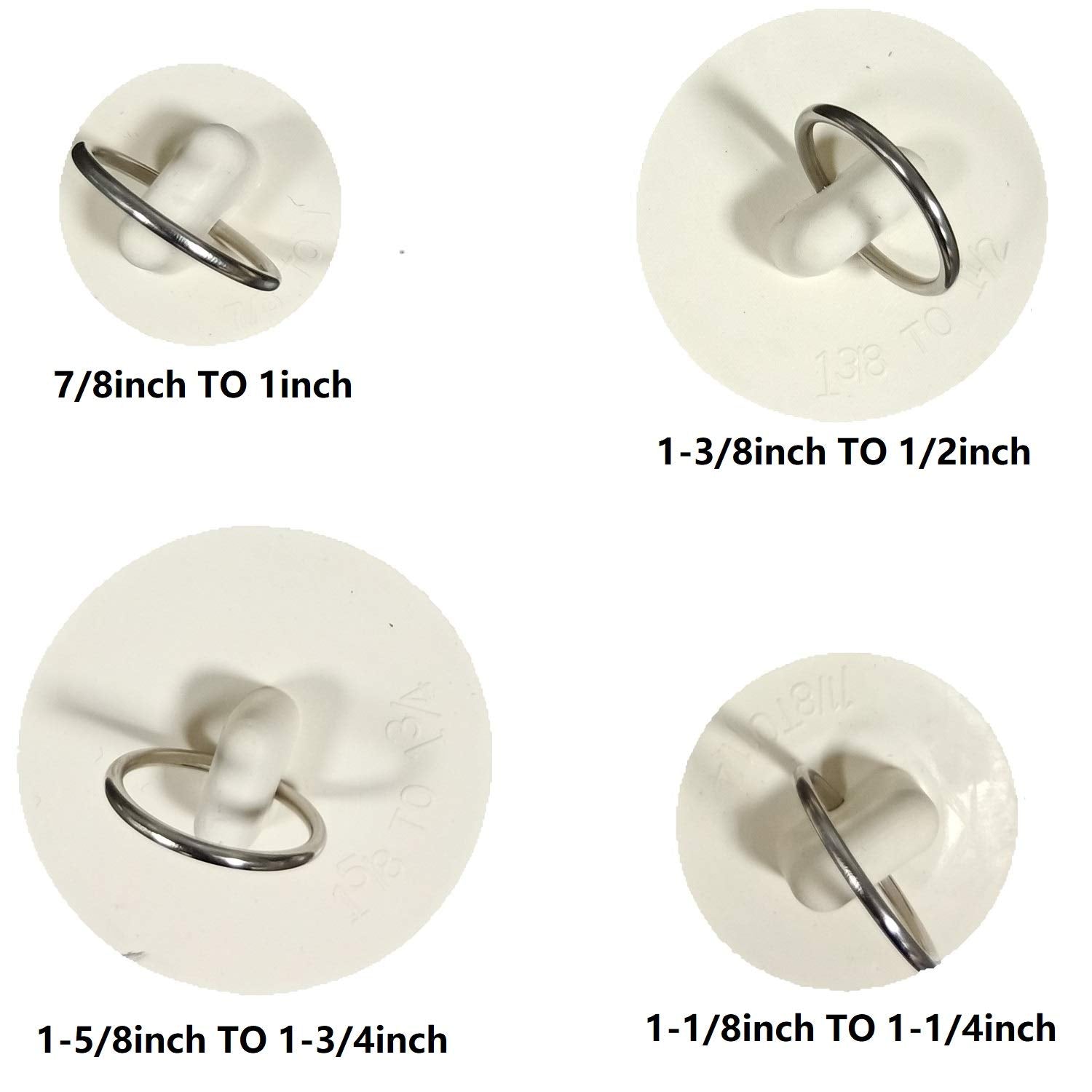 Wild Tribe Rubber Sink Stopper – 4 Sizes, White Drain Plug with Hanging Ring for Kitchen, Bathtub, and Bathroom