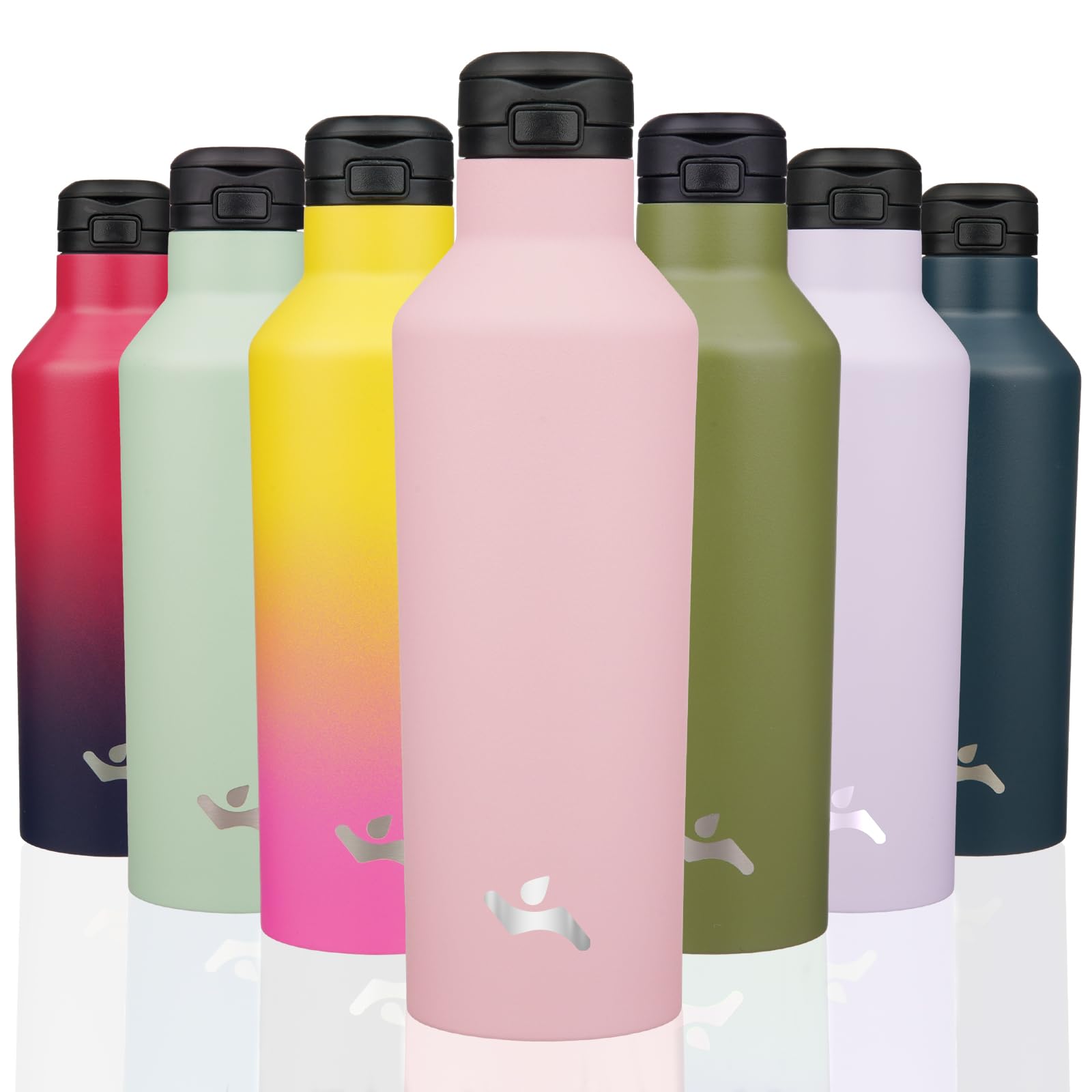 Insulated Water Bottle with Straw,25 OZ Double Wall Vacuum Stainless Steel Water Flask with 2 Lids,Pink