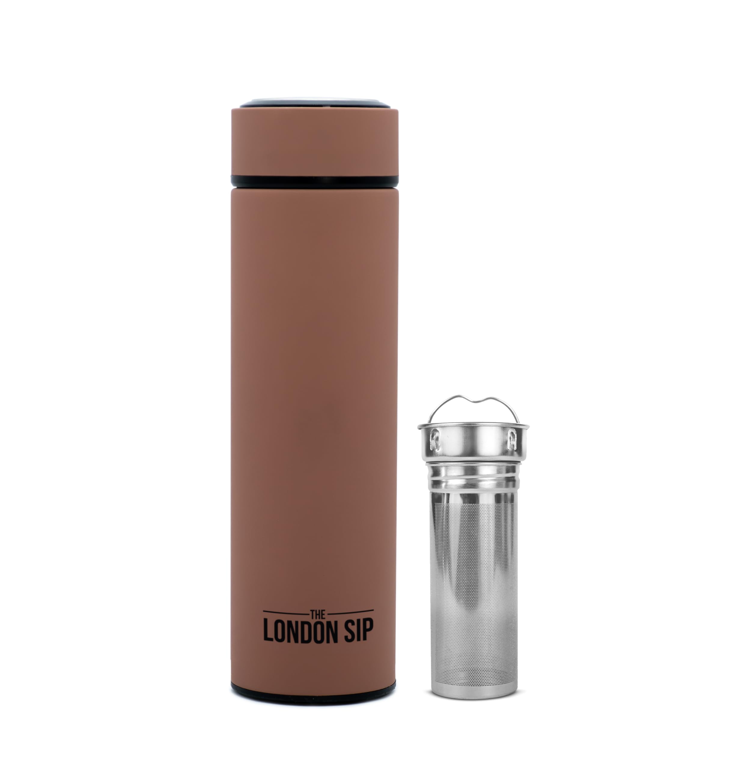 London Sip 16.9 oz Multi-Purpose Tea Infuser Mug - Fruit Infuser Water Bottle for Hot and Cold - Double Wall Stainless Steel Ins