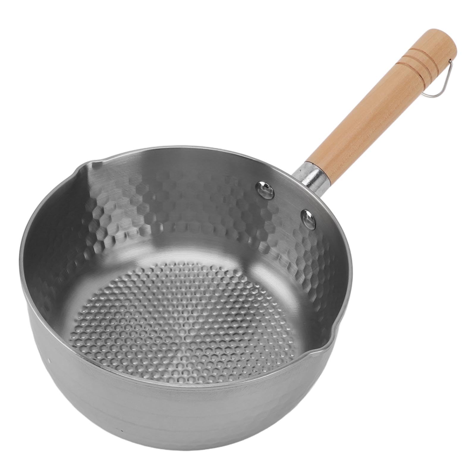 Jiawu Sauce Pan, Non Stick Stainless Steel Saucepan With Long Wooden Handle, Small Japanese Milk Pot Pan For Soup, Noodles, Comp