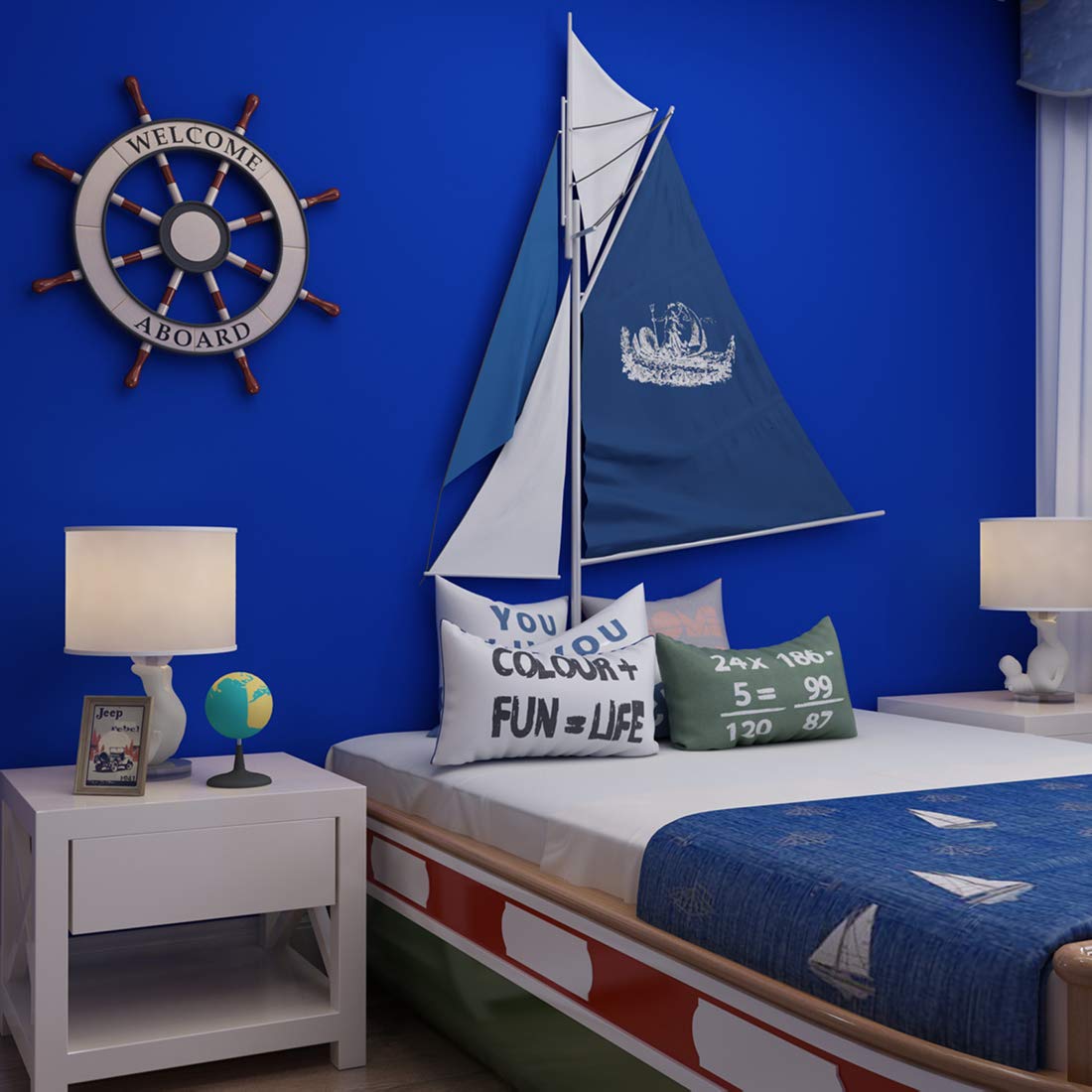 Lacheery Blue Peel And Stick Wallpaper For Bedroom Royal Blue Contact Paper For Cabinets Removable Wallpaper Matte Textured Wall