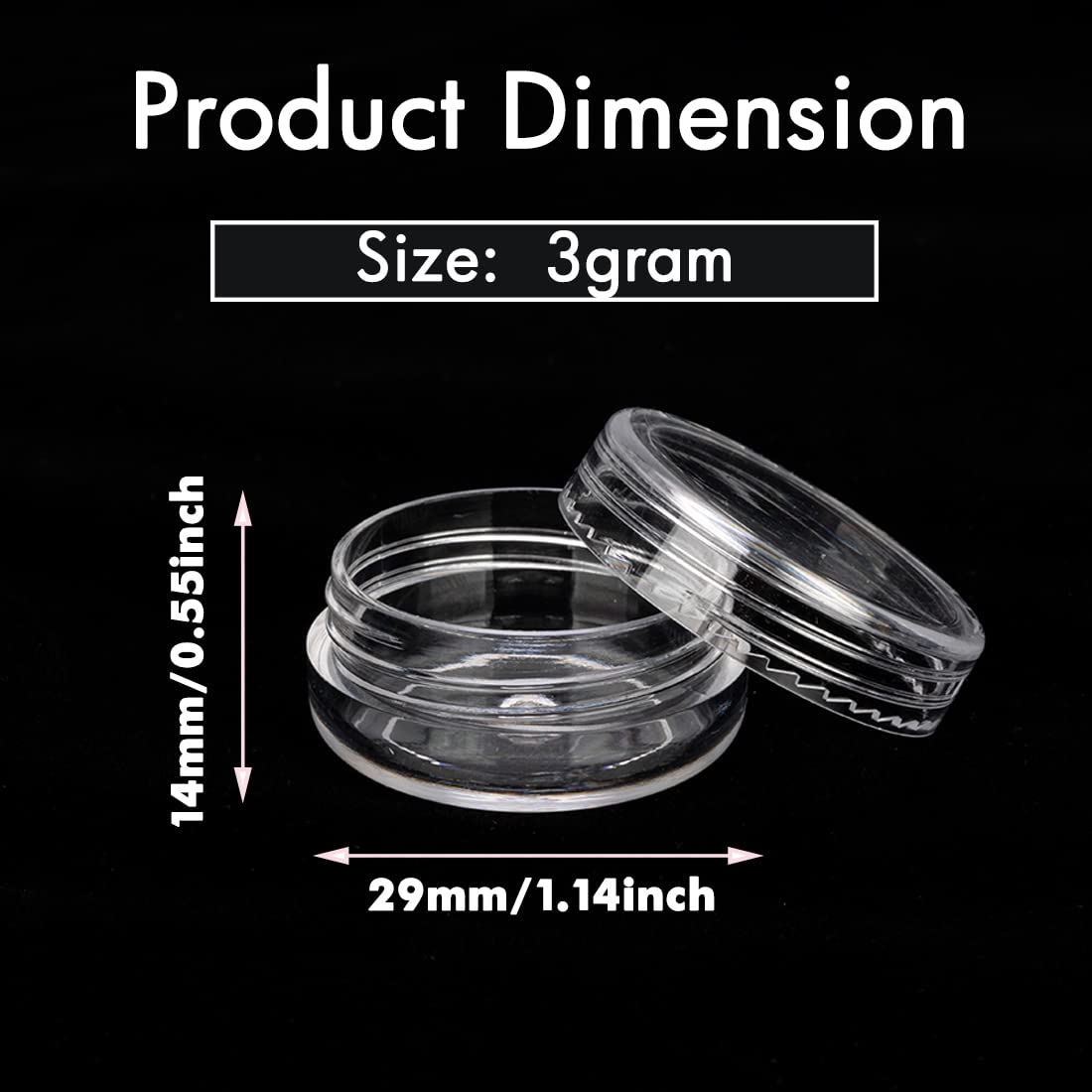 3 Gram Sample Containers With Lids, 25 Count Clear Sample Jars, Empty Lip Balm Containers, Mini Cosmetic Containers With Lids, M