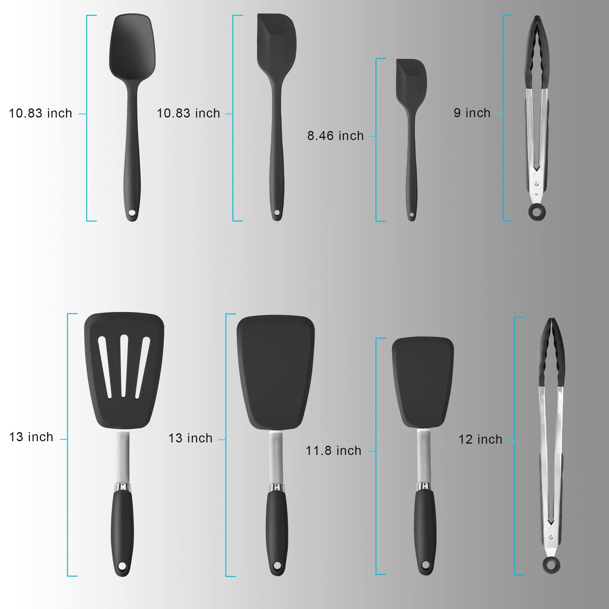 Silicone Spatulas Set Turners Tongs Cooking Utensils Set High Heat Resistant Kitchen Scraper Spatulas For Cooking Mixing Baking