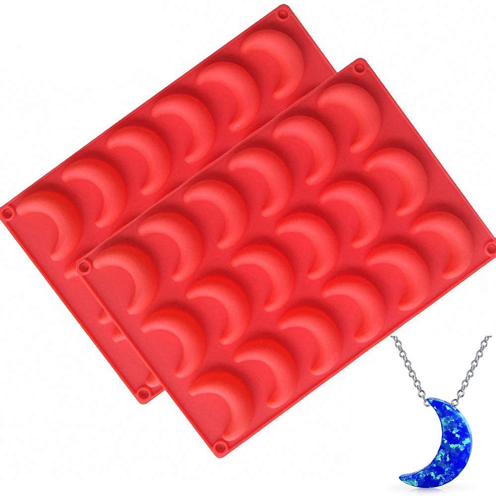 Fewo 2 Pack Moon Ice Cube Tray Silicone Crescent Mold For Chocolate Candy Gummy Jello Jelly Resin Cake Mini Soap Wax Crayon Melt