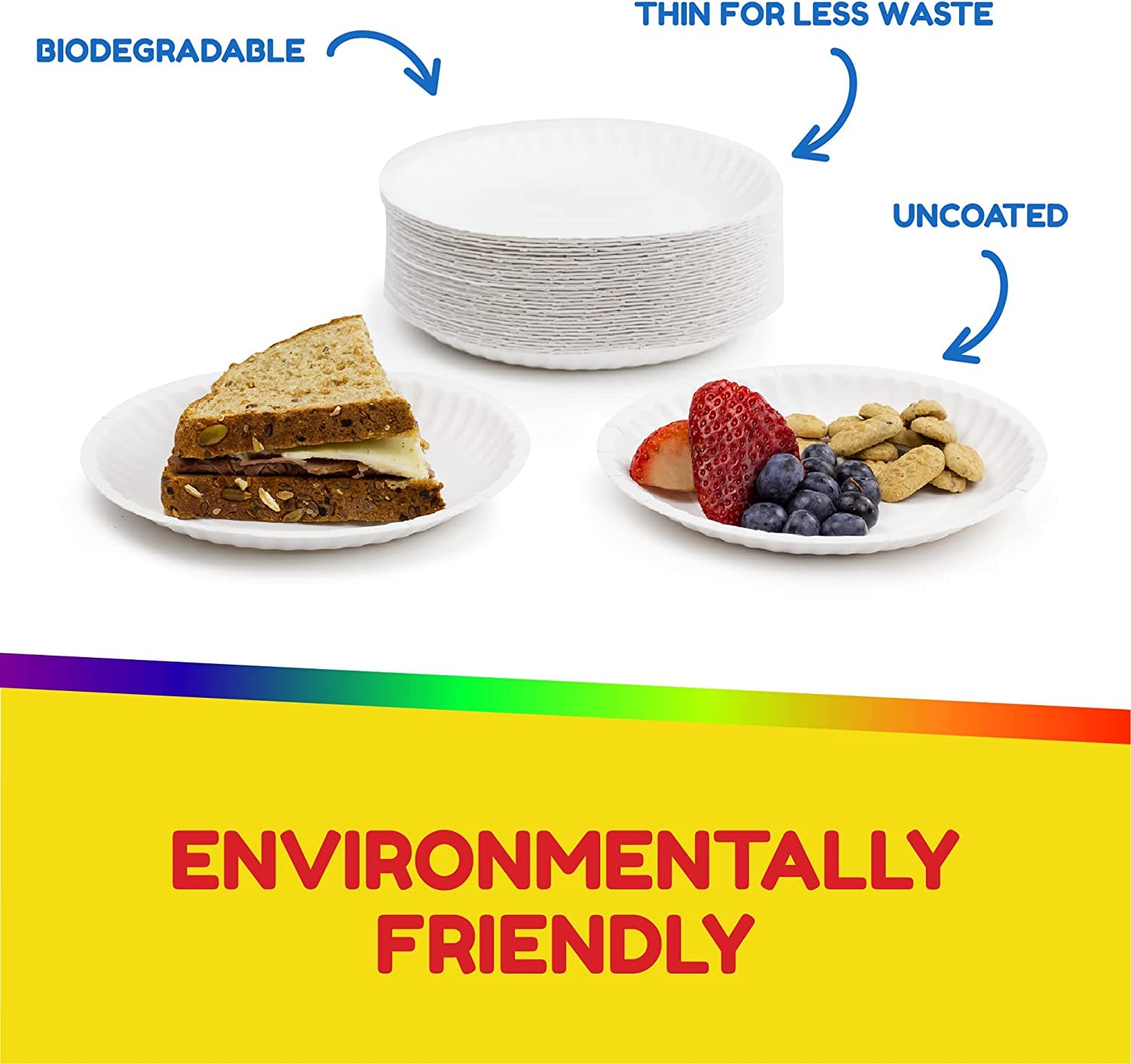 Hygloss Products 9 White Paper Plates - Uncoated - Use For Foodware, Events, Activities, Crafts Projects And More - Environmen