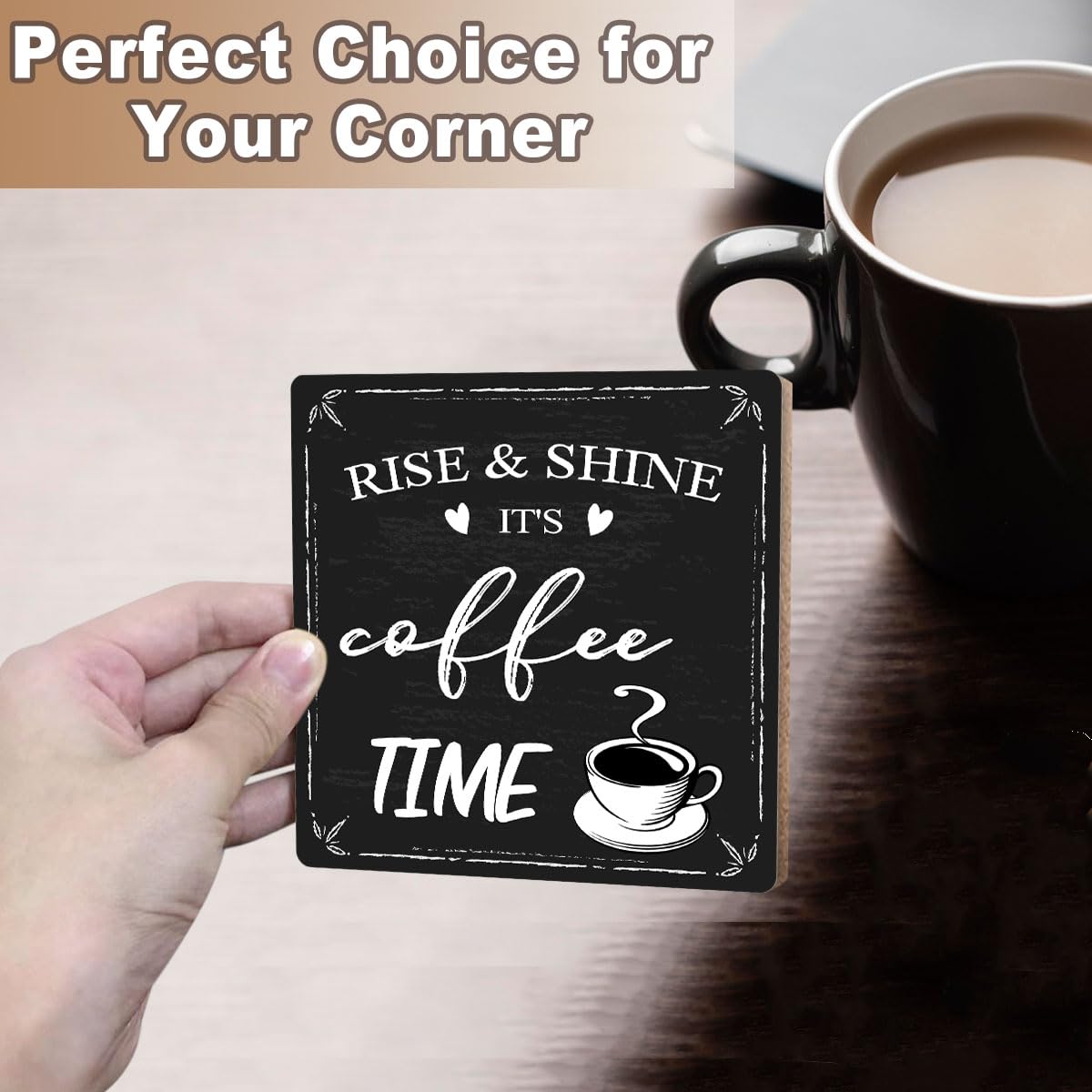 Toerifer Coffee Decor Sign, Coffee Lover Gifts for Women Men, Funny Coffee Bar Accessories, Table Decorations Supplies, Desk She