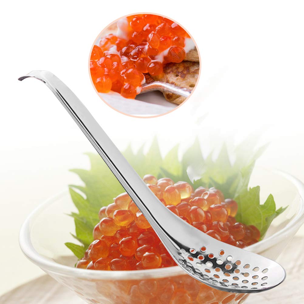 Caviar Maker Box, Spherification Spoon, Silver Cooking Kitchen Tool Cuisine Strainer, Egg Strainer Cookware Stainless Steel Thic