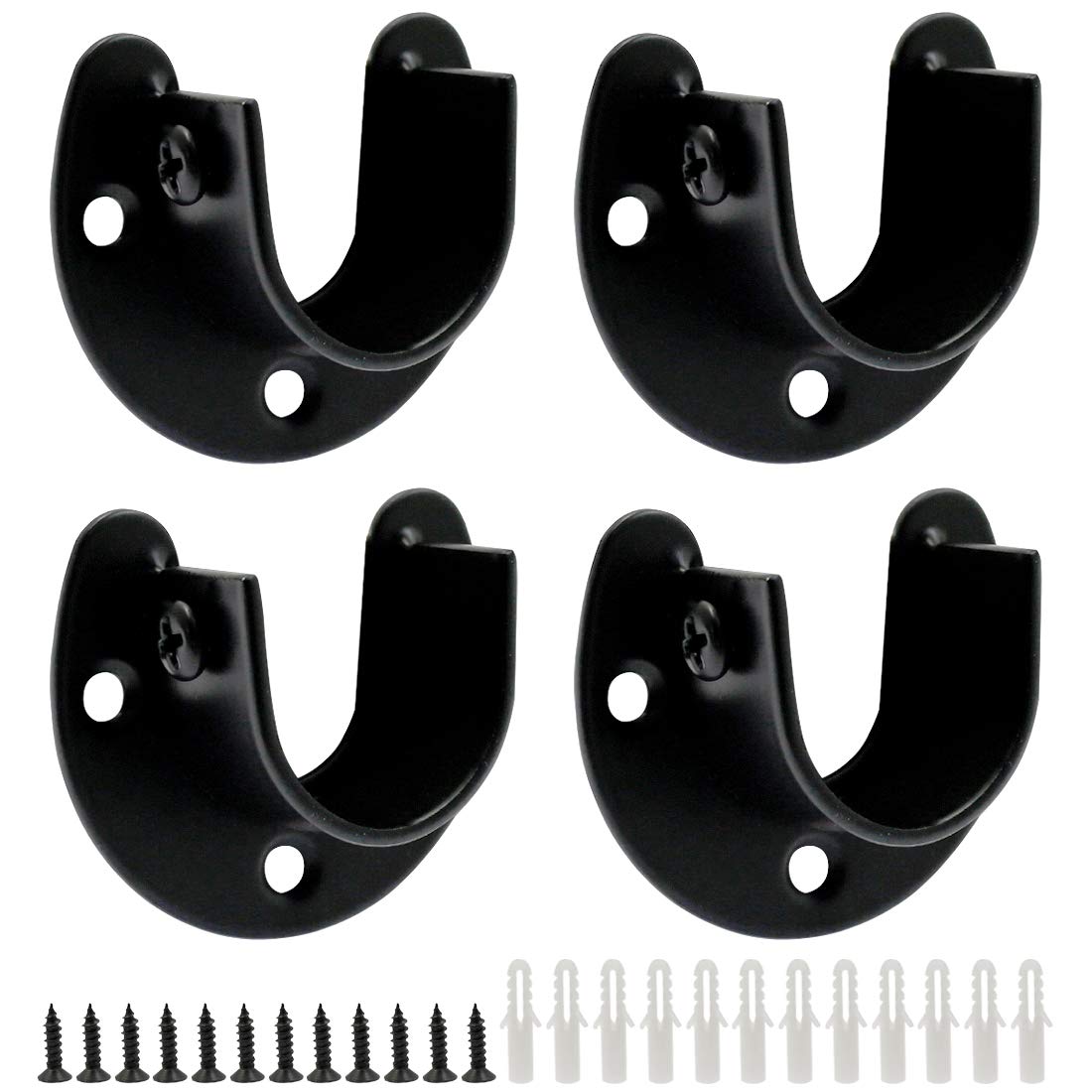Suiwotin 4Pcs Closet Rod Bracket 1 Inch Diameter Heavy Duty Stainless Steel Rod Socket Flange Rod Holder Round Closet Rod U Shap