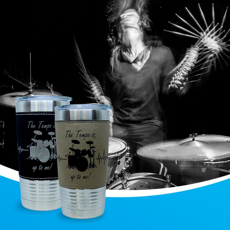 Drummer, Drum Player Vacuum Insulated Tumbler 20 Oz Stainless-Steel Vacuum Mug For Travelling, Concerts, Outdoors - Brown
