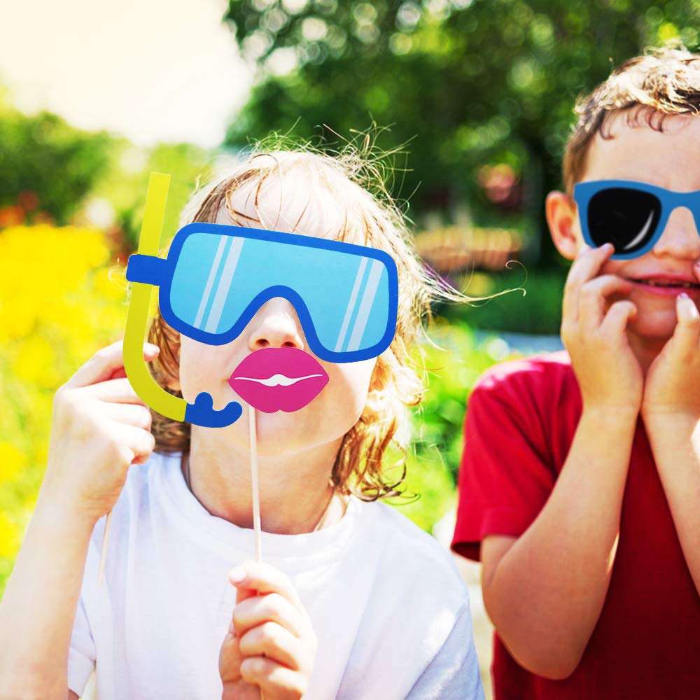 Pool Photo Booth Props Beach Pool Party Favors Summer Party Photo Props For Baby Shower, Birthday, Hawaii