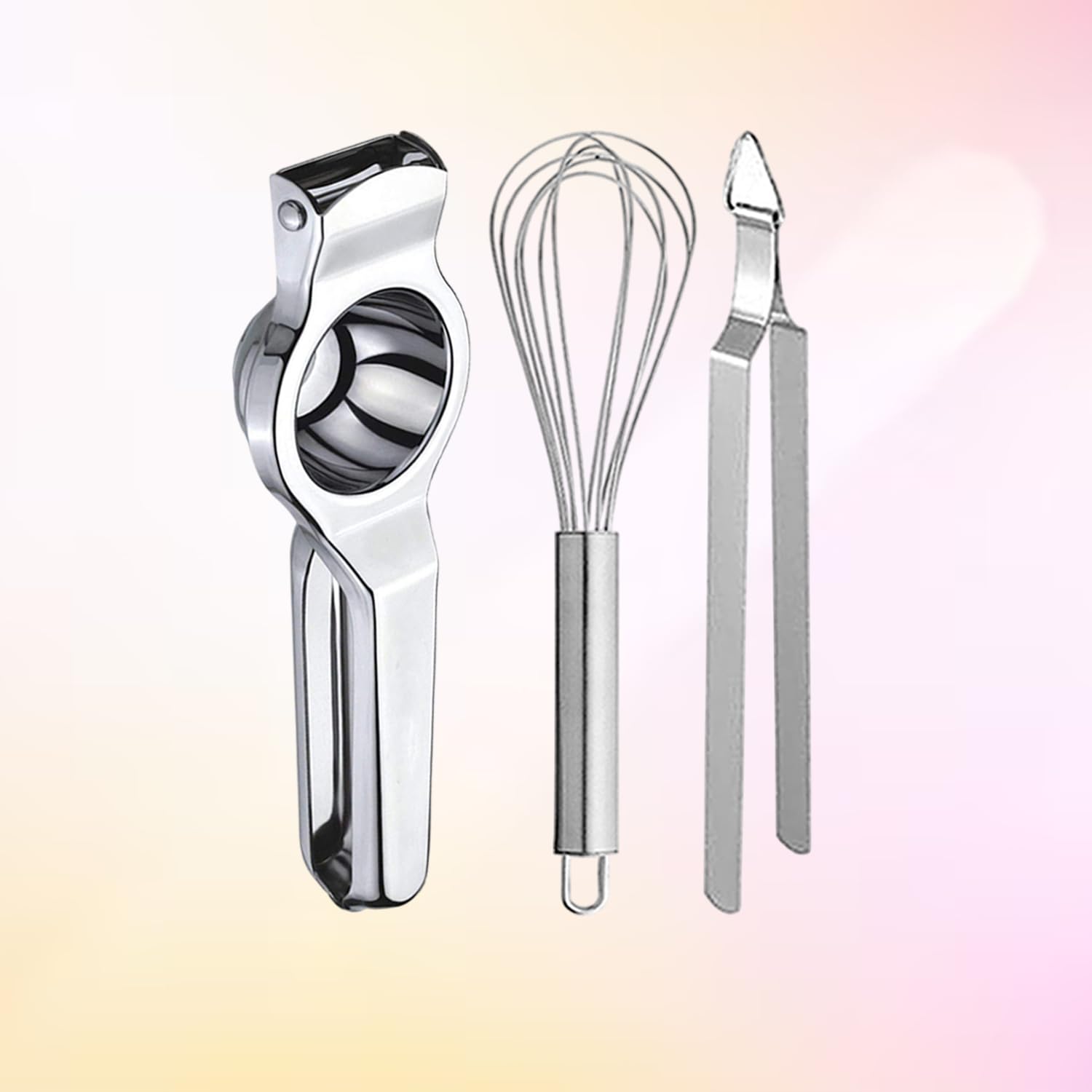 Lemon Squeezer/Manual Citrus Juicer & Egg Whisk/Beater & Roti Chimta/Tong For Kitchen Tool Set