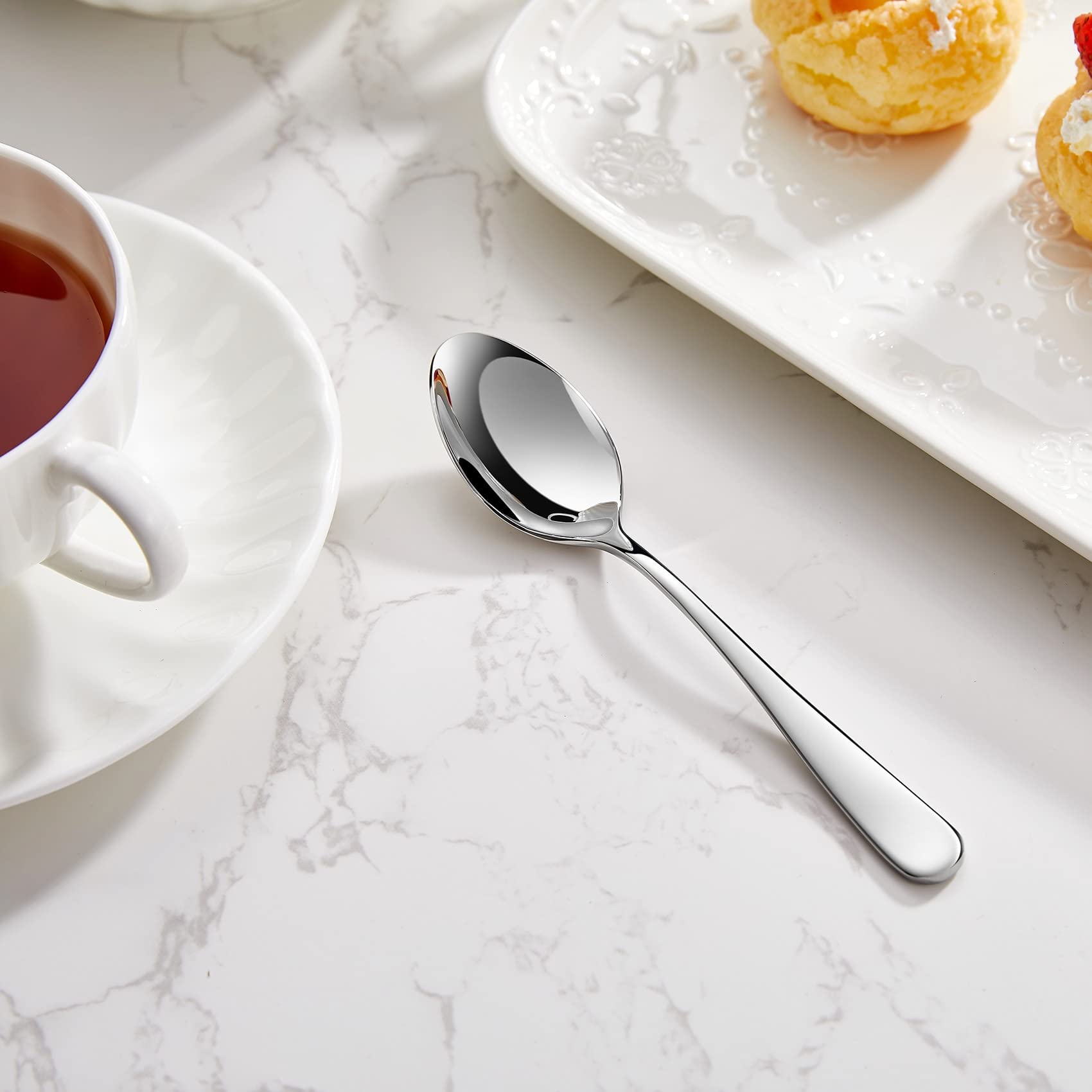 Keawell Premium Louise Spoons Set, Set Of 4, 18/10 Stainless Steel, Exceptional Mirror Finish, Dishwasher Safe (5.5'' Small Spoo
