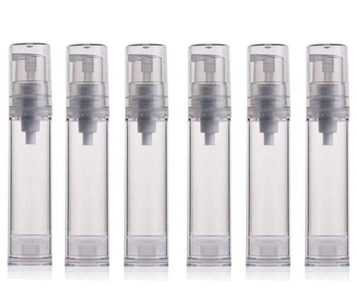 12PCS 10ML / 0.34oz Transparent Small Ounce Empty PS Plastic Airless Vacuum Pump Press Bottle Jar Pot Vial Container For Cosmeti