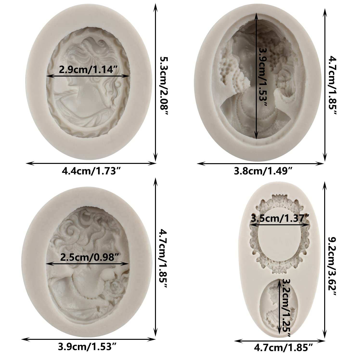 Sijiangmold Cameo Picture Frame Silicone Molds Frame Lady Avatar Fondant Mold For Cake Decorating Cupcake Topper Candy Chocolate
