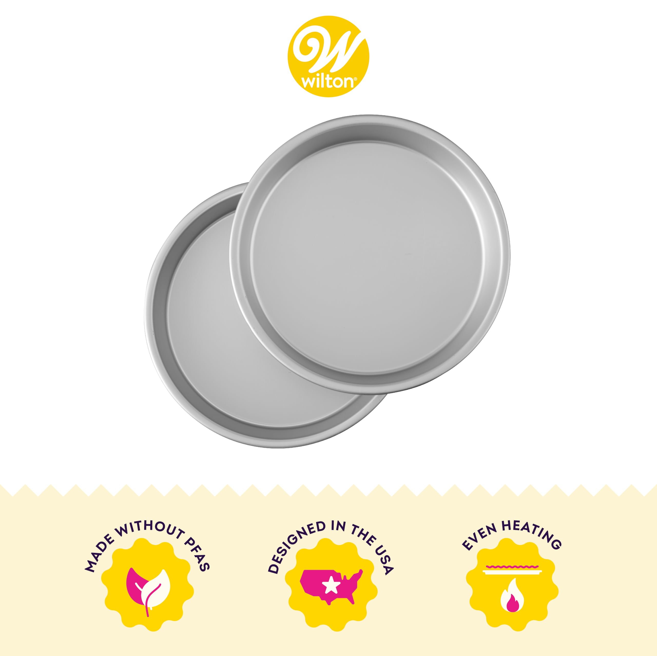 Wilton Performance Pans Aluminum Round Cake Pan, 9 X 2 In., Pack Of 2