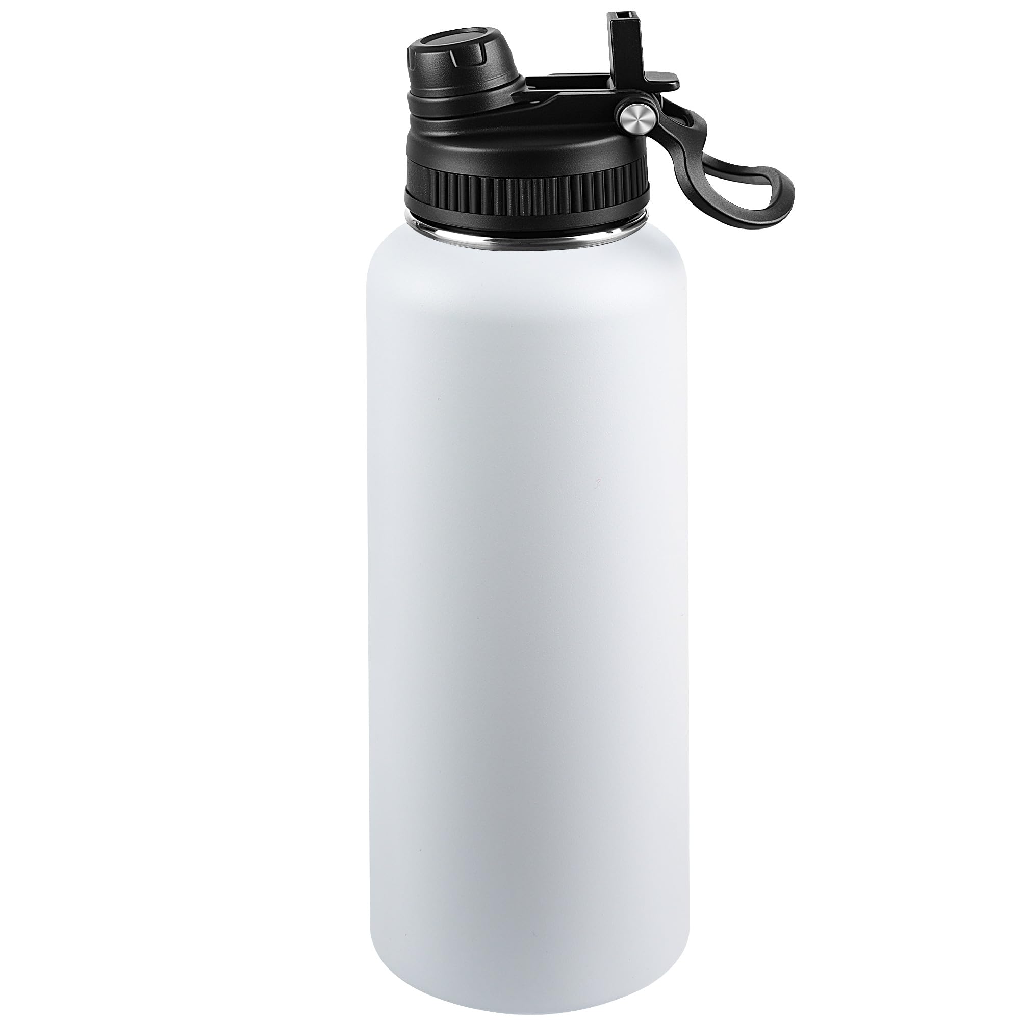 40oz Insulated Water Bottle  2in1 LeakProof Lid (Sip/Straw) + Handle, Stainless Steel Bottle for Sports, Commuting, Office W