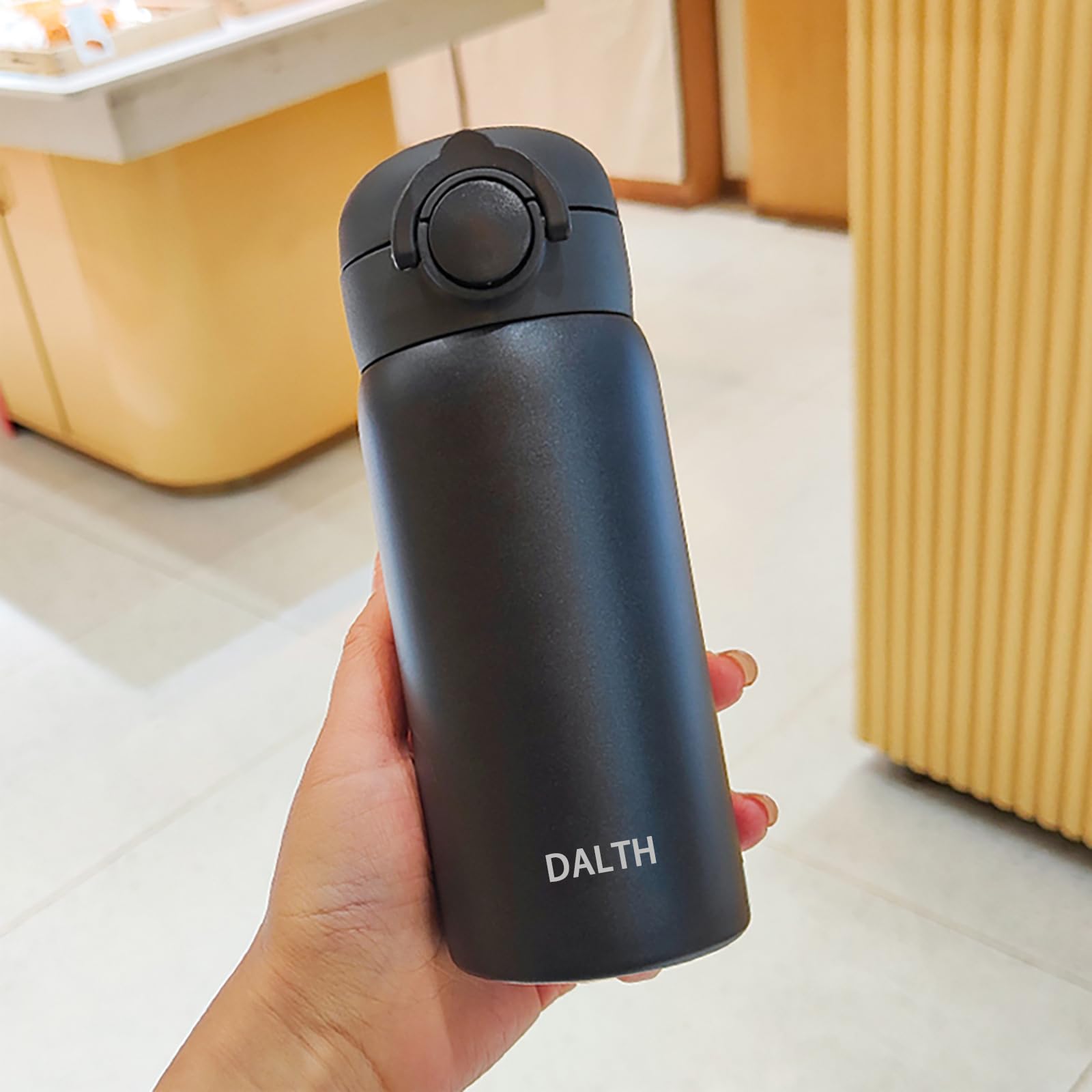 DALTH HuronTravel Mug Screw Cap Stainless Steel Drinking Cup100% LeakproofOne Click Safety LockVacuum Stainless Steel Water Bott