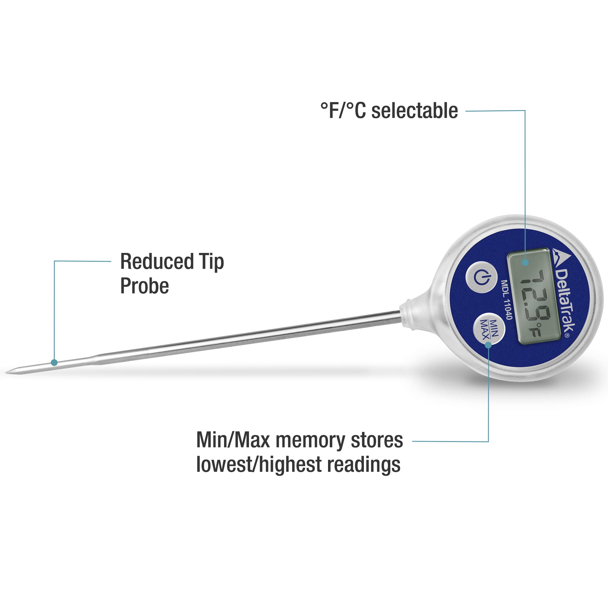 Deltatrak 11040 Professional Digital Meat Themometer Waterproof For Kitchen, Food Cooking, Grill, Bbq, Smoker, Candy, Coffee, Bl