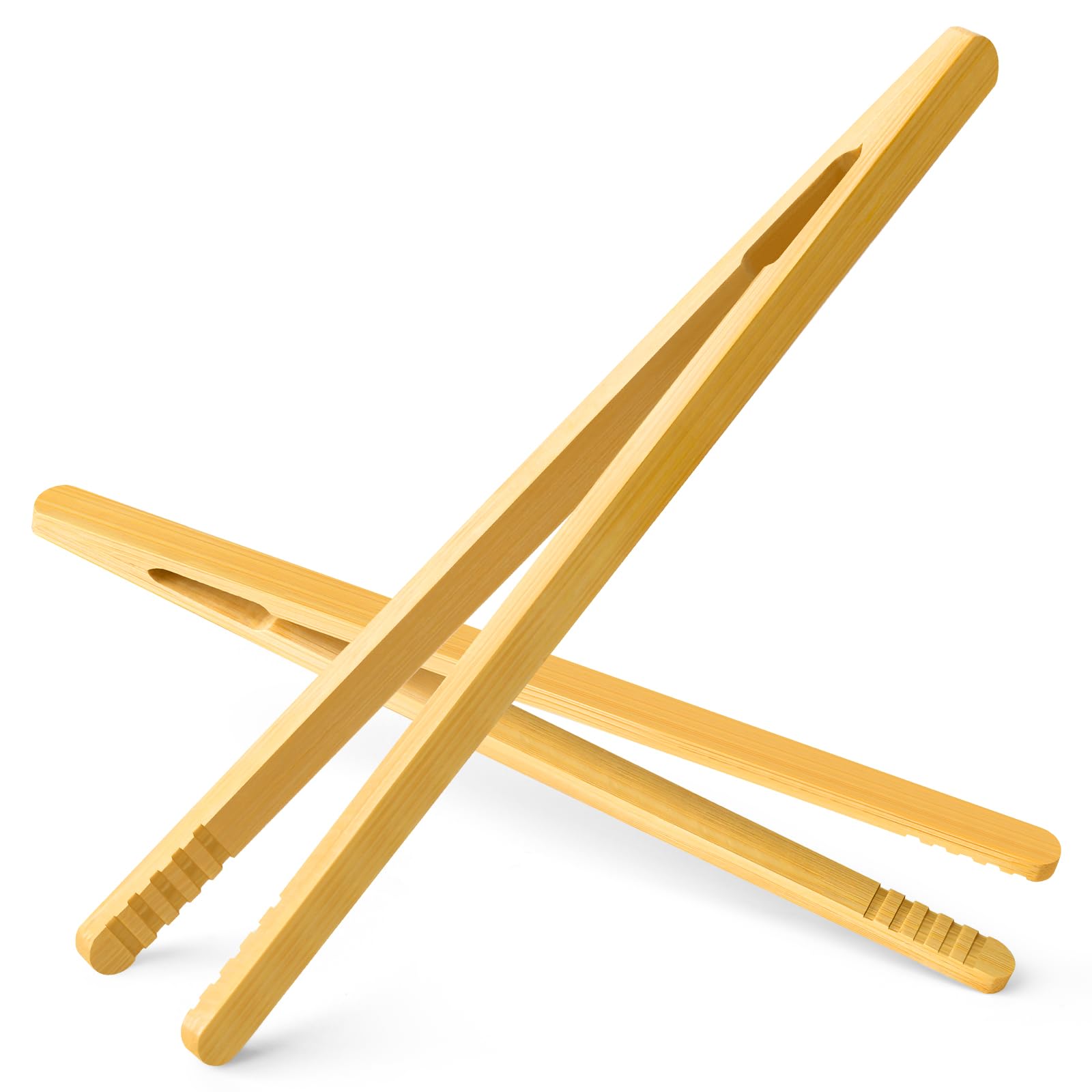 Armrouns Reusable Bamboo Toast Tongs 2 Pcs, 7 Inch Wooden Toaster Tongs For Cooking & Holding, Nature Wooden Kitchen Utensil For